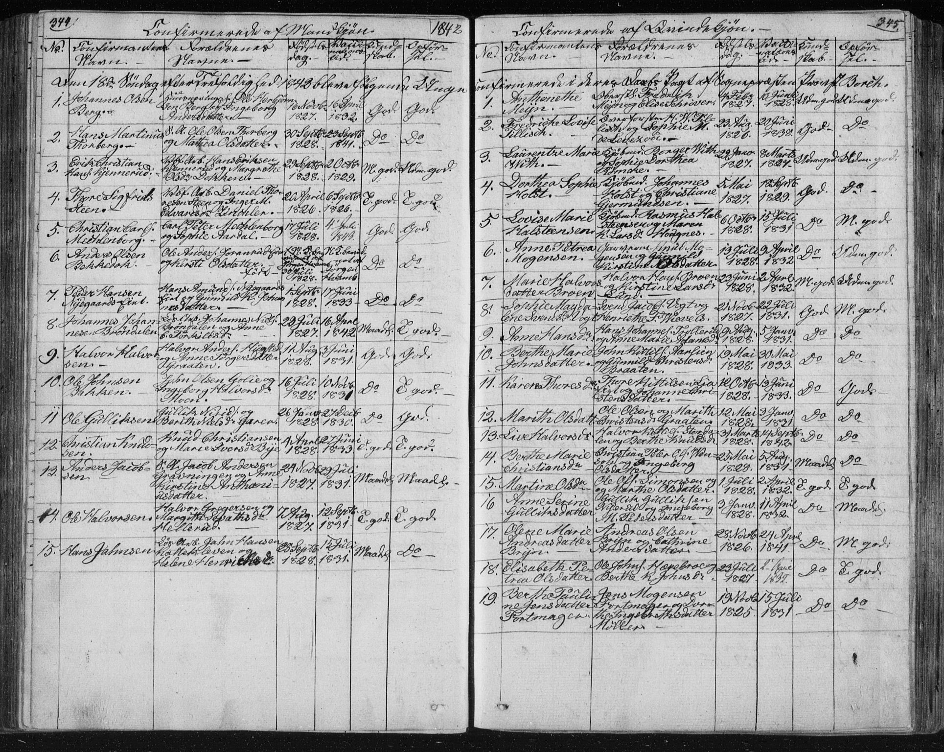 Kongsberg kirkebøker, SAKO/A-22/F/Fa/L0009: Parish register (official) no. I 9, 1839-1858, p. 344-345