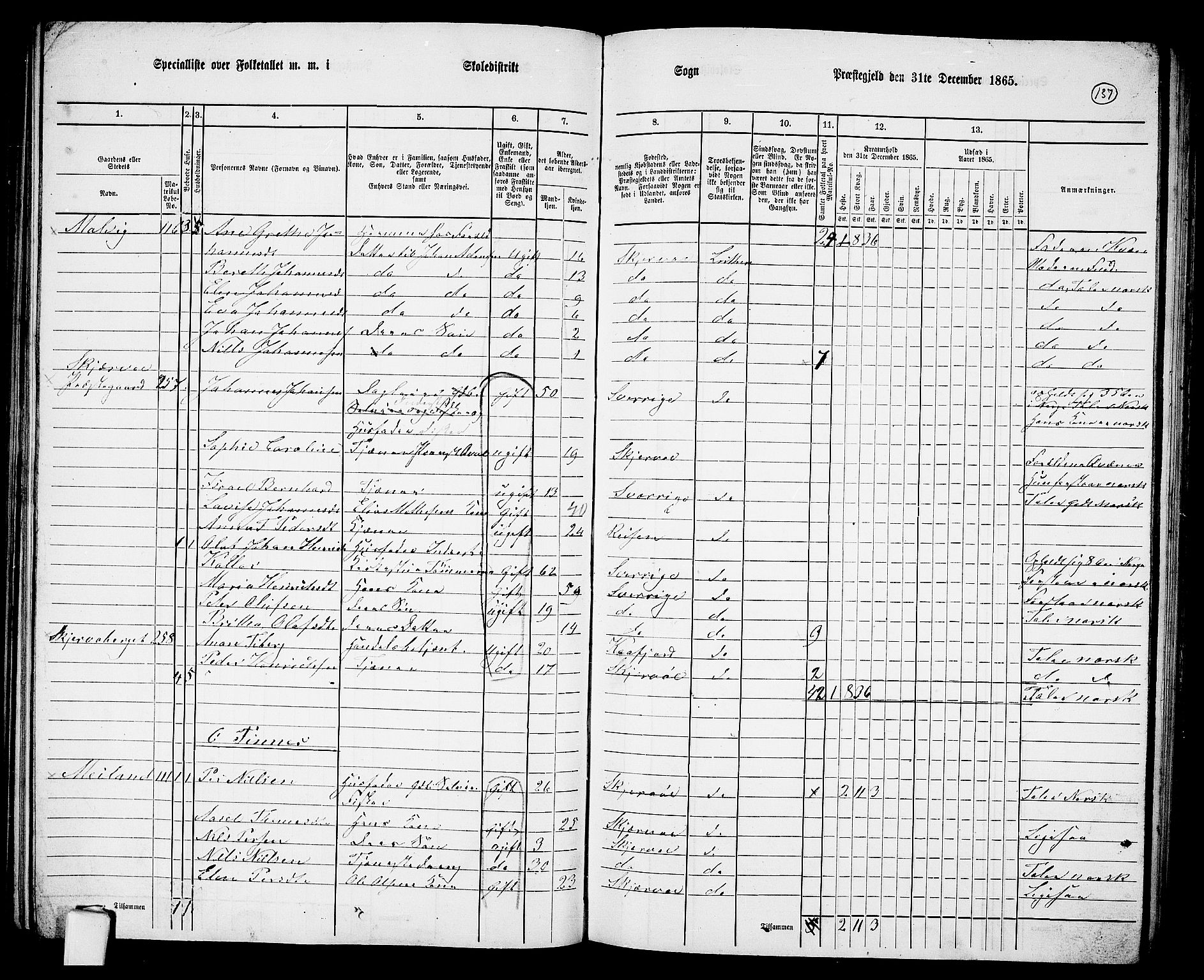RA, 1865 census for Skjervøy, 1865, p. 20