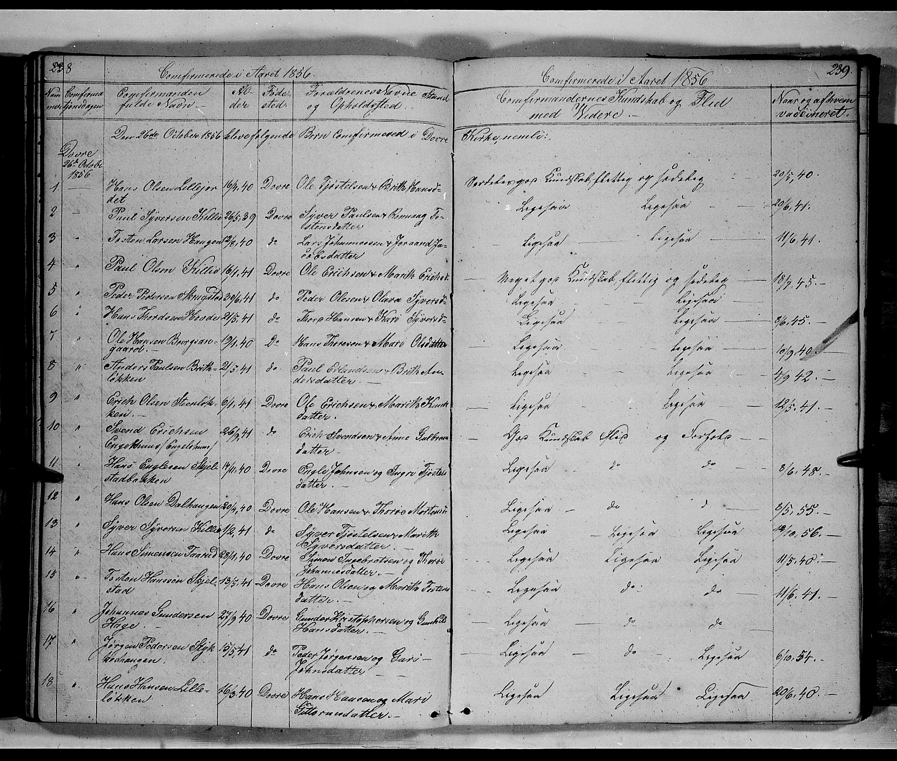 Lesja prestekontor, SAH/PREST-068/H/Ha/Hab/L0003: Parish register (copy) no. 3, 1842-1862, p. 238-239