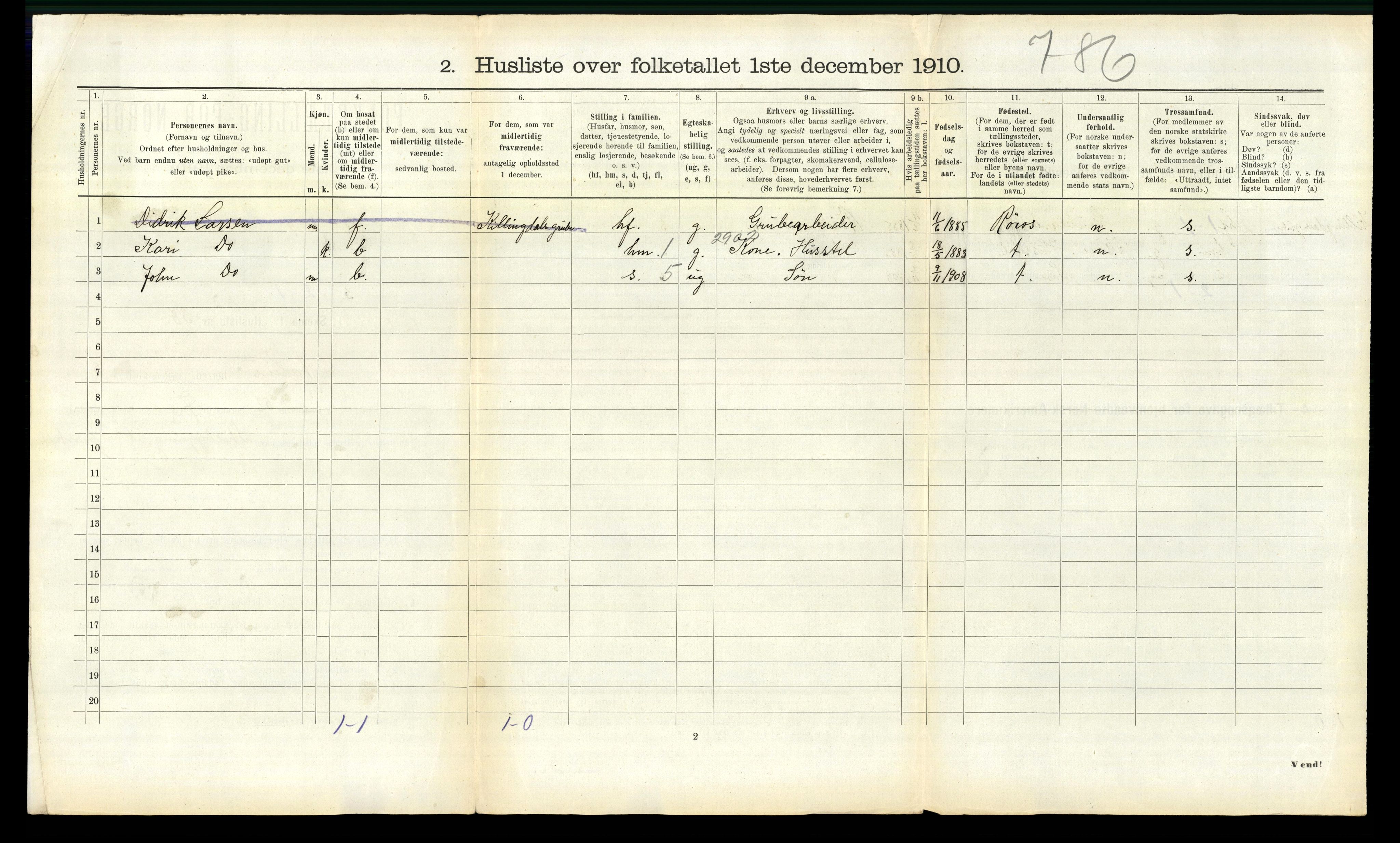 RA, 1910 census for Ålen, 1910, p. 310