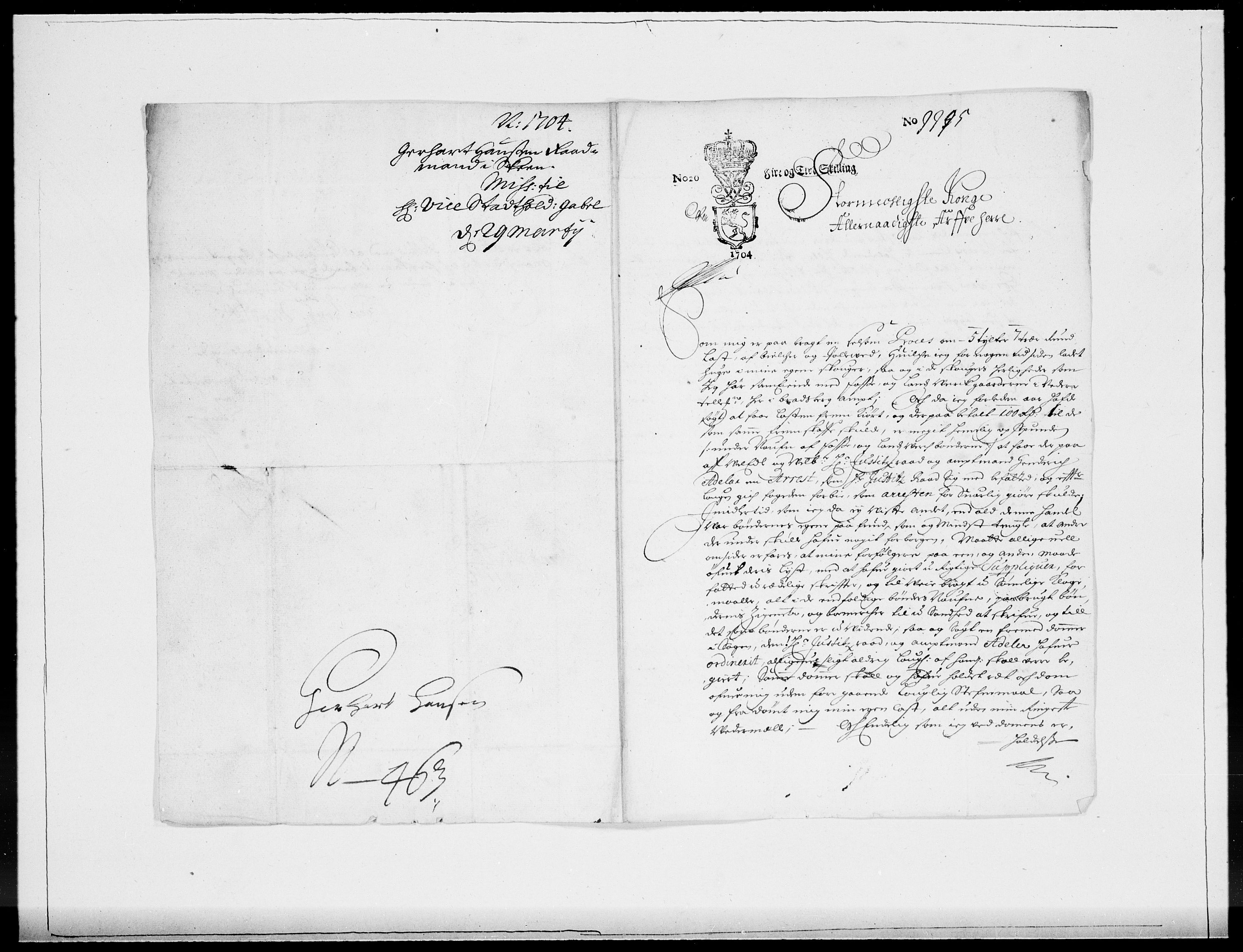 Danske Kanselli 1572-1799, AV/RA-EA-3023/F/Fc/Fcc/Fcca/L0055: Norske innlegg 1572-1799, 1704, p. 133