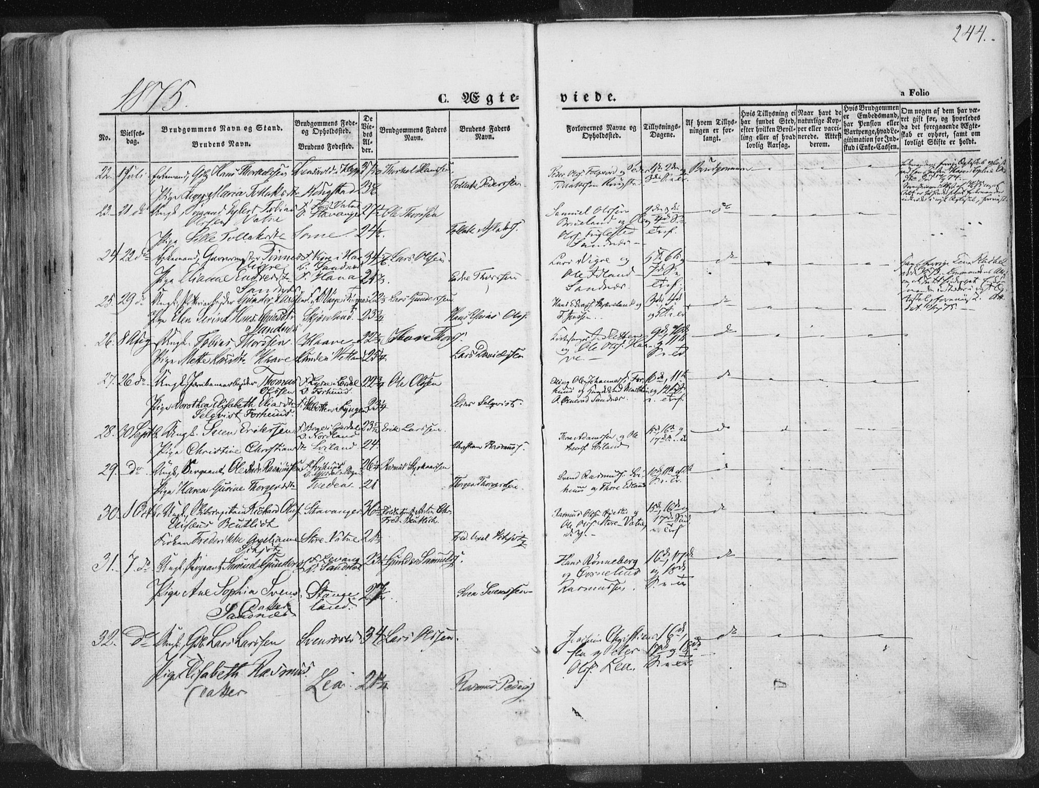 Høyland sokneprestkontor, SAST/A-101799/001/30BA/L0010: Parish register (official) no. A 9.1, 1857-1877, p. 244