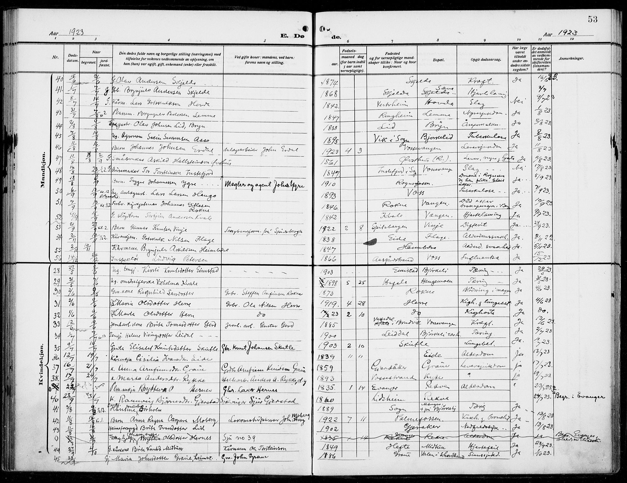 Voss sokneprestembete, AV/SAB-A-79001/H/Haa: Parish register (official) no. D  2, 1910-1932, p. 53