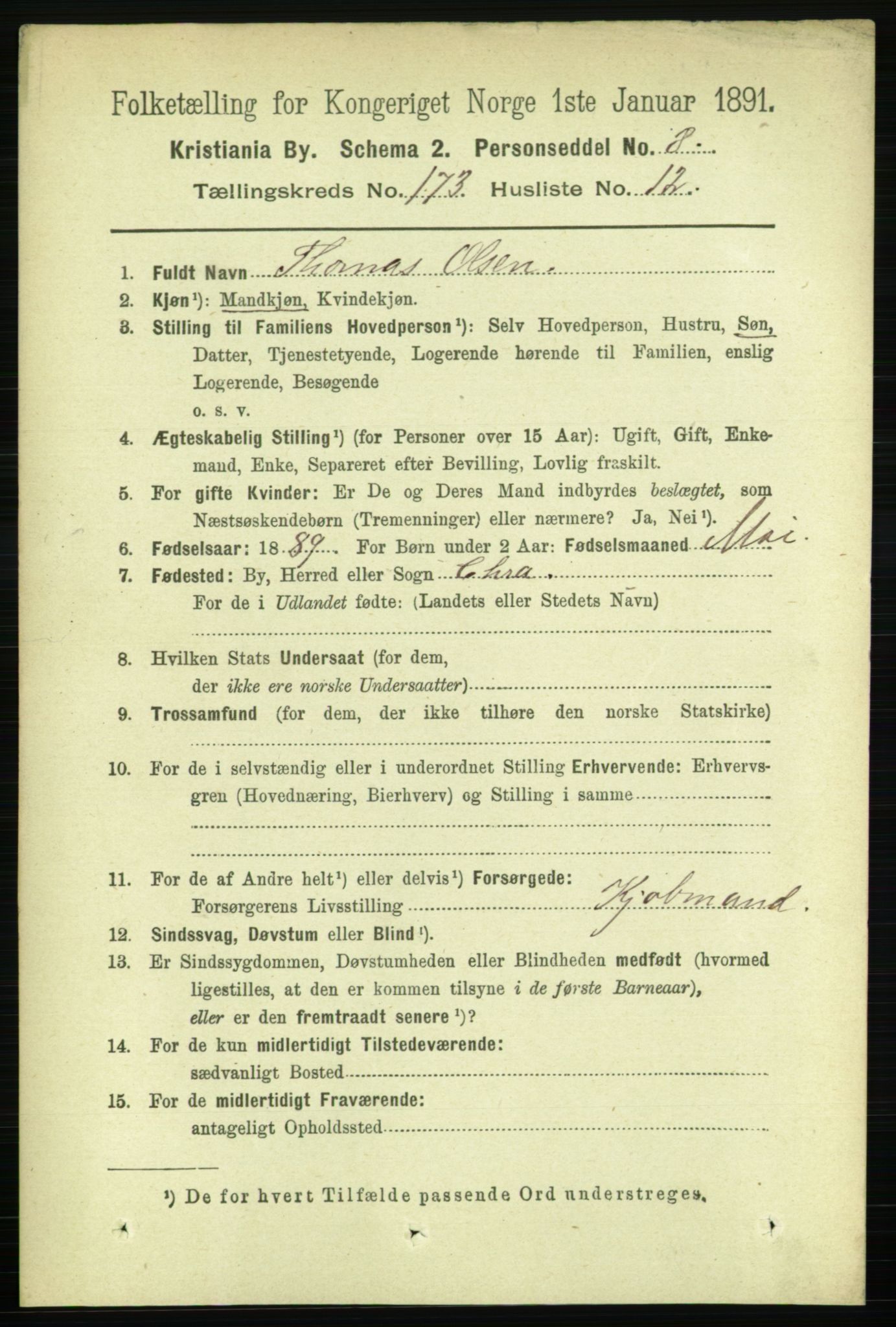 RA, 1891 census for 0301 Kristiania, 1891, p. 103434