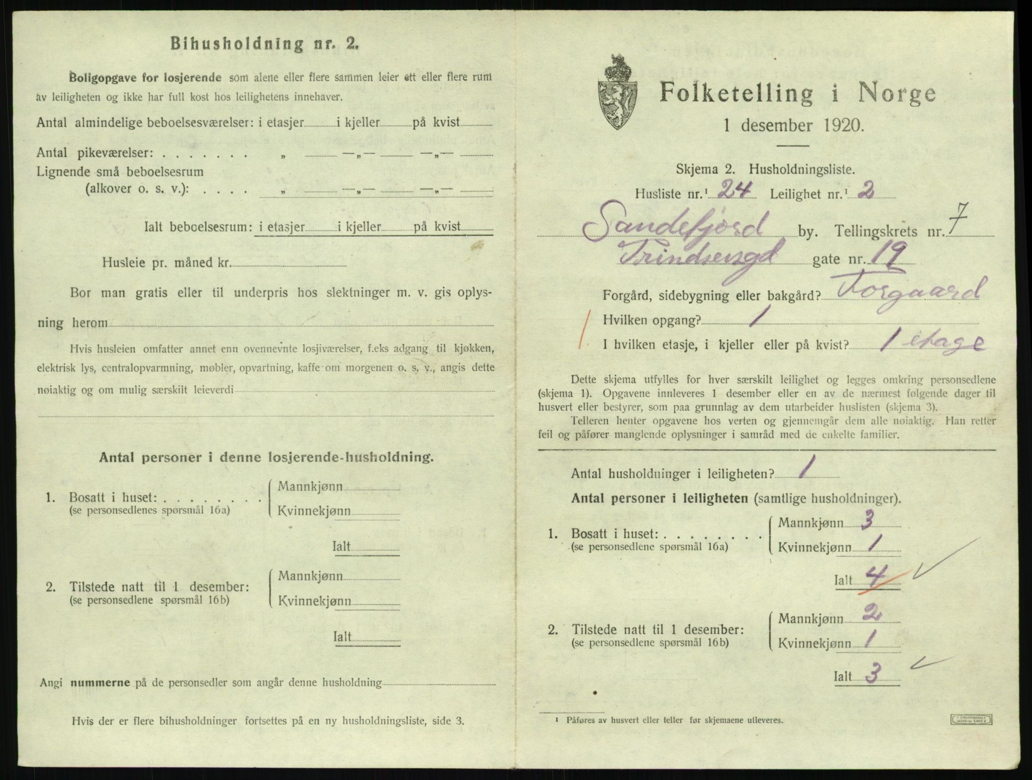 SAKO, 1920 census for Sandefjord, 1920, p. 3020