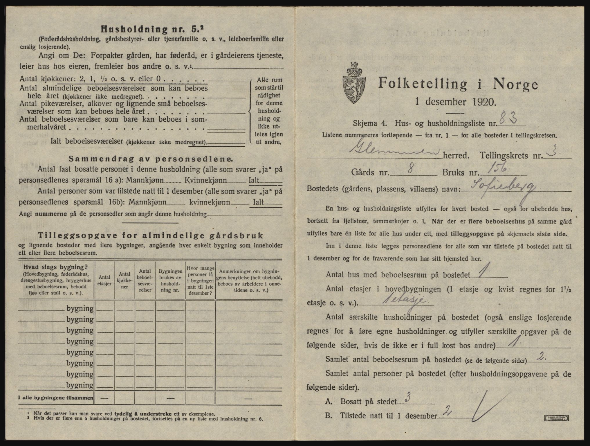 SAO, 1920 census for Glemmen, 1920, p. 617