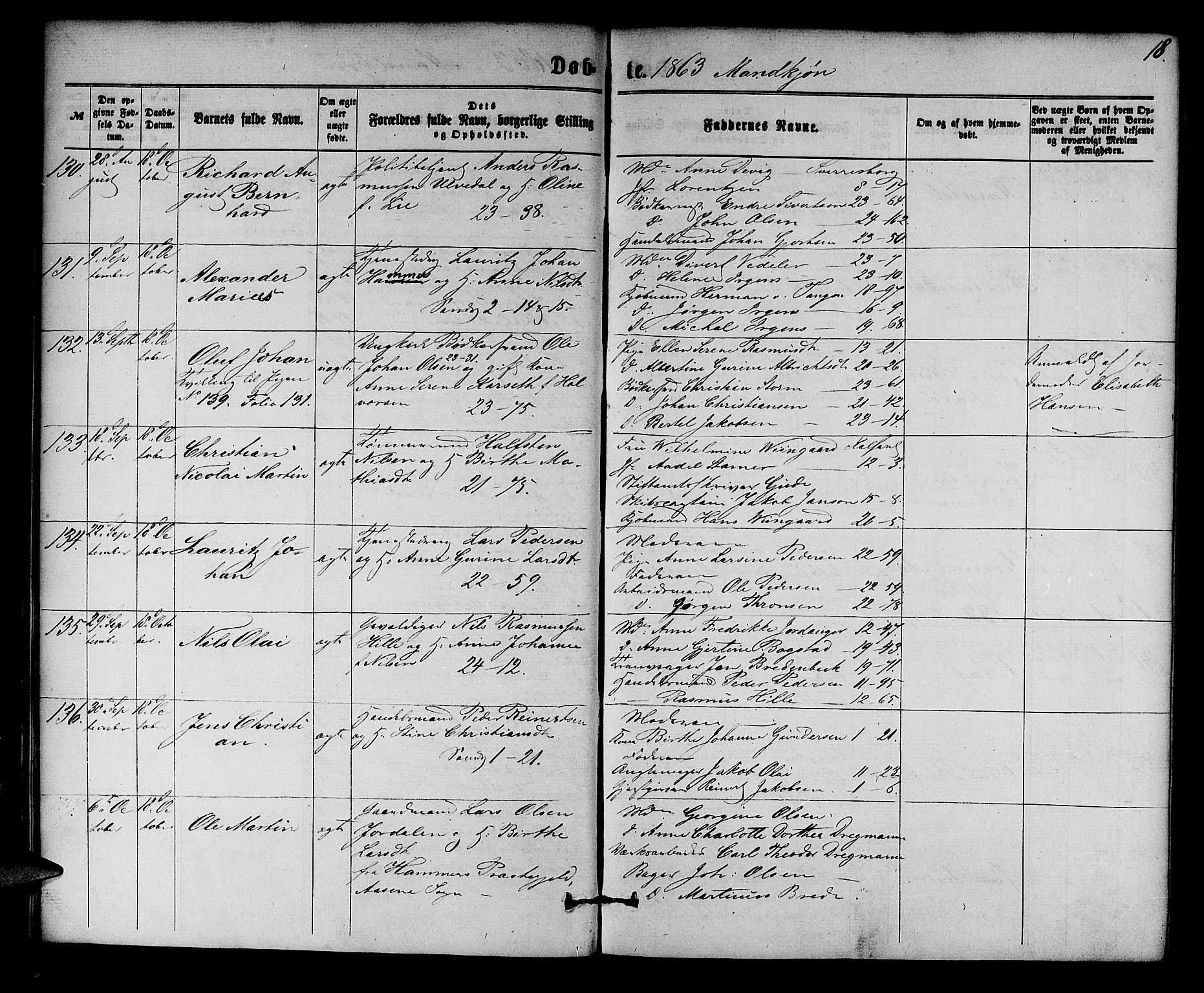 Korskirken sokneprestembete, AV/SAB-A-76101/H/Hab: Parish register (copy) no. B 5, 1863-1868, p. 18