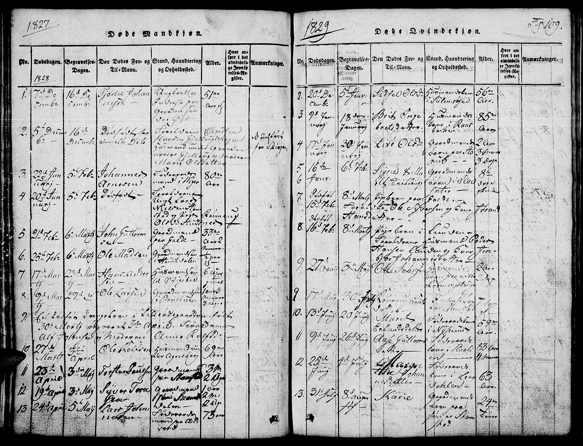 Lom prestekontor, SAH/PREST-070/L/L0001: Parish register (copy) no. 1, 1815-1836, p. 109