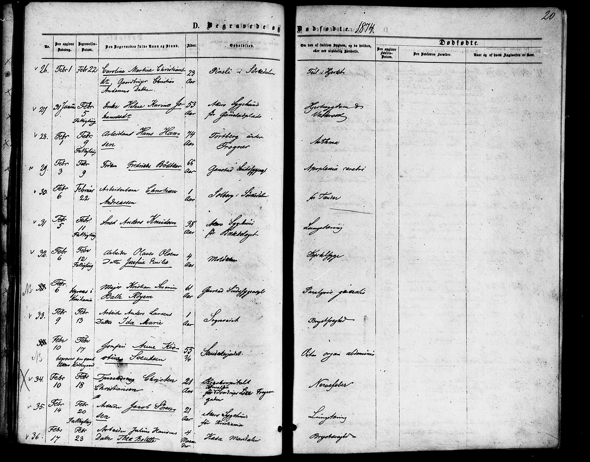 Vestre Aker prestekontor Kirkebøker, AV/SAO-A-10025/F/Fa/L0006: Parish register (official) no. 6, 1873-1886, p. 20