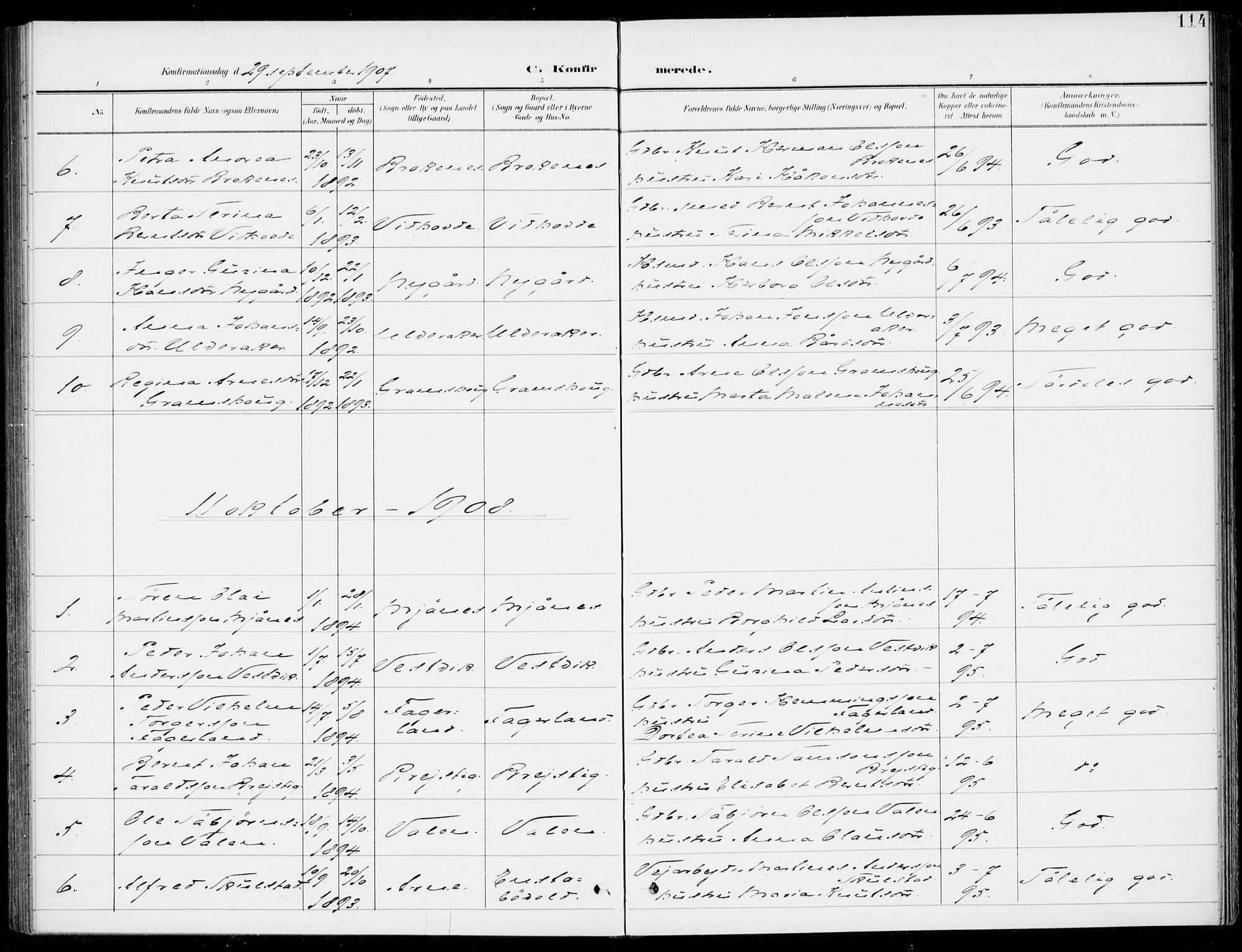 Sveio Sokneprestembete, SAB/A-78501/H/Haa: Parish register (official) no. C 3, 1899-1916, p. 114