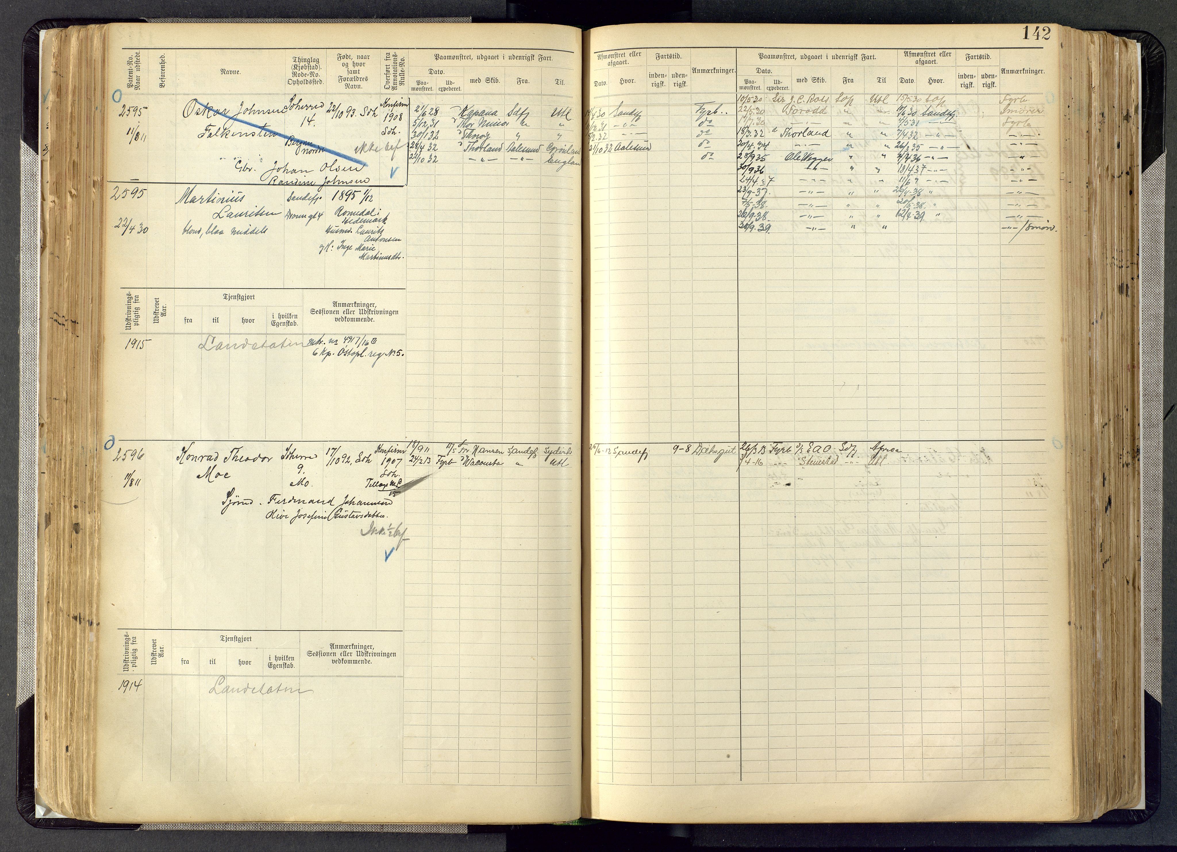 Sandefjord innrulleringskontor, SAKO/A-788/F/Fb/L0008: Hovedrulle, 1897, p. 142