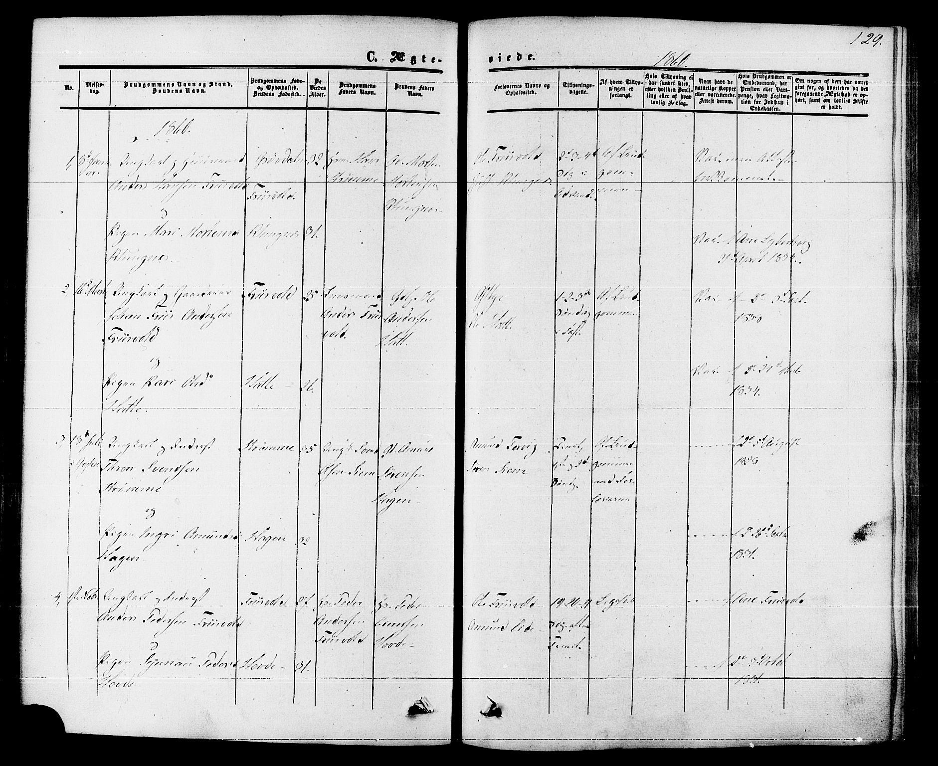 Ministerialprotokoller, klokkerbøker og fødselsregistre - Møre og Romsdal, AV/SAT-A-1454/542/L0552: Parish register (official) no. 542A02, 1854-1884, p. 129