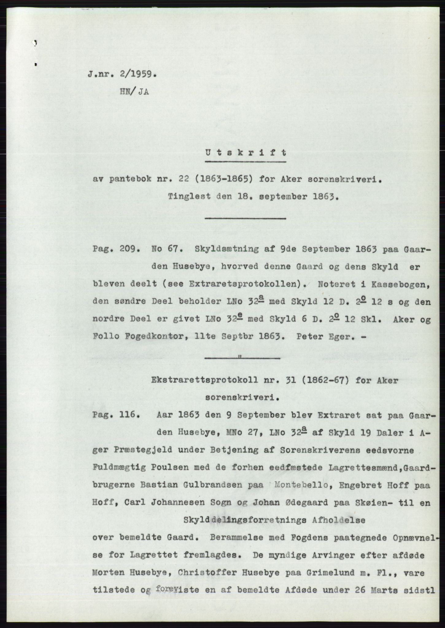 Statsarkivet i Oslo, SAO/A-10621/Z/Zd/L0009: Avskrifter, j.nr 1102-1439/1958 og 2-741/1959, 1958-1959, p. 119