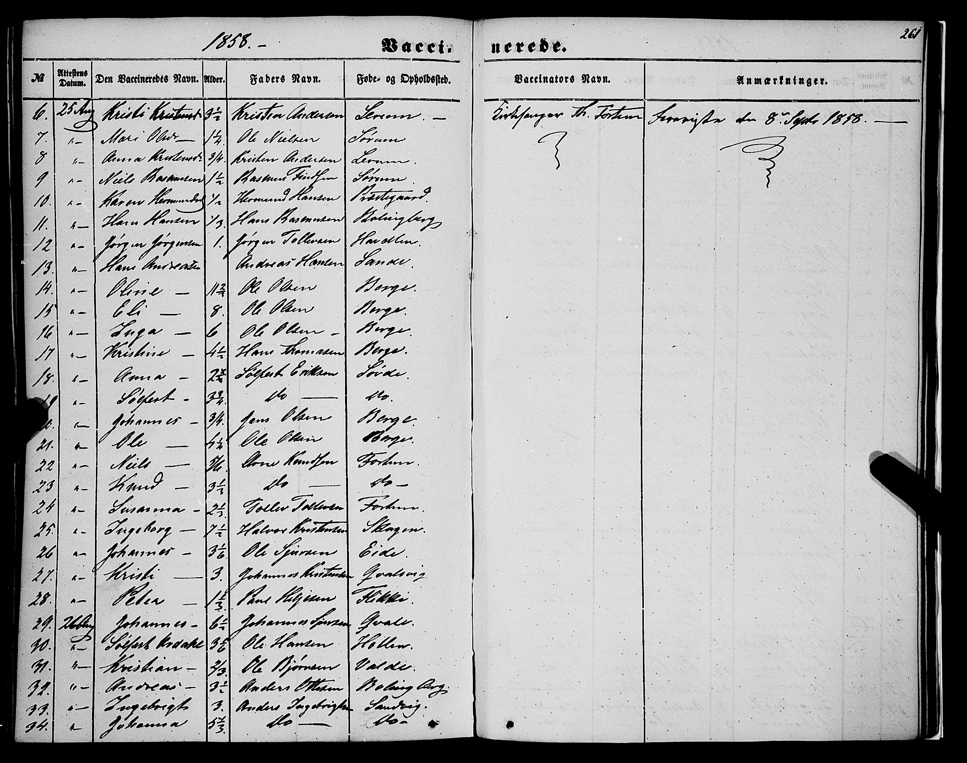 Luster sokneprestembete, AV/SAB-A-81101/H/Haa/Haaa/L0007: Parish register (official) no. A 7, 1849-1859, p. 261