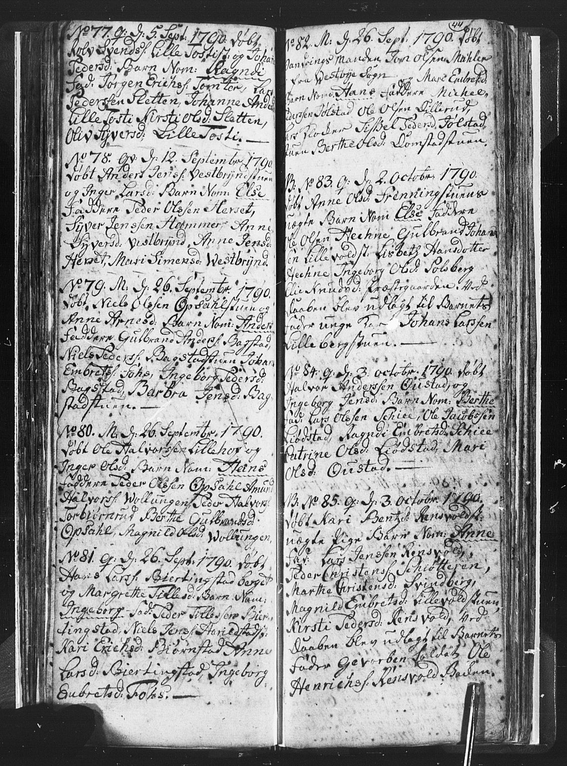 Romedal prestekontor, AV/SAH-PREST-004/L/L0001: Parish register (copy) no. 1, 1785-1794, p. 44