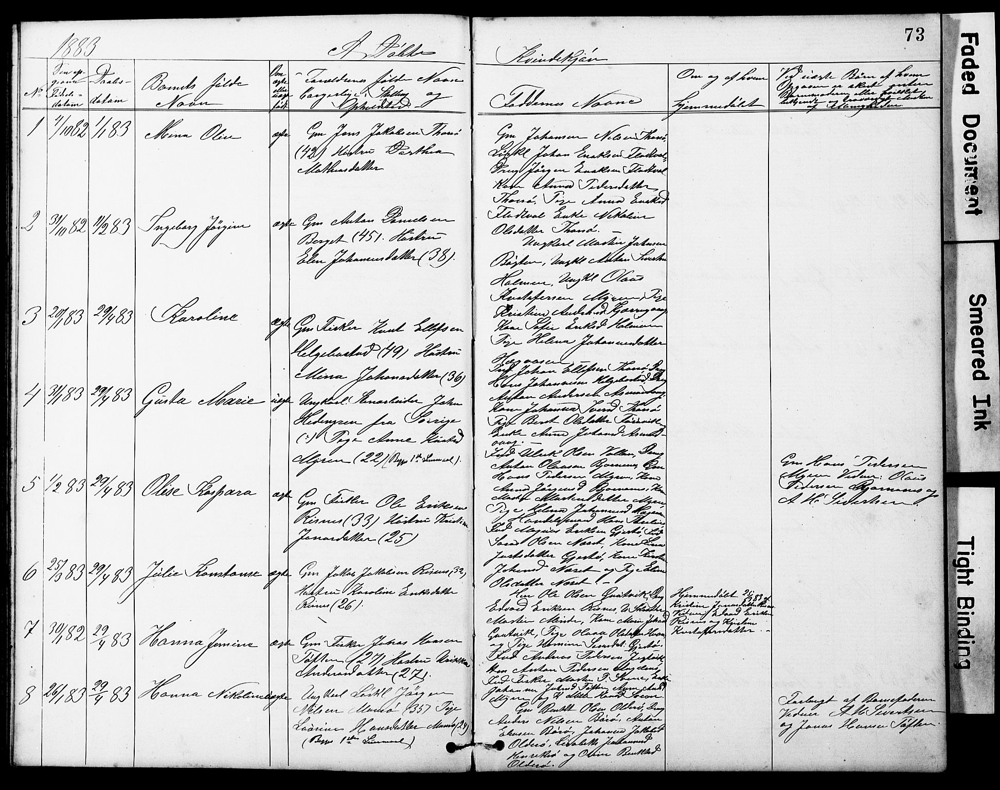 Ministerialprotokoller, klokkerbøker og fødselsregistre - Sør-Trøndelag, SAT/A-1456/634/L0541: Parish register (copy) no. 634C03, 1874-1891, p. 73