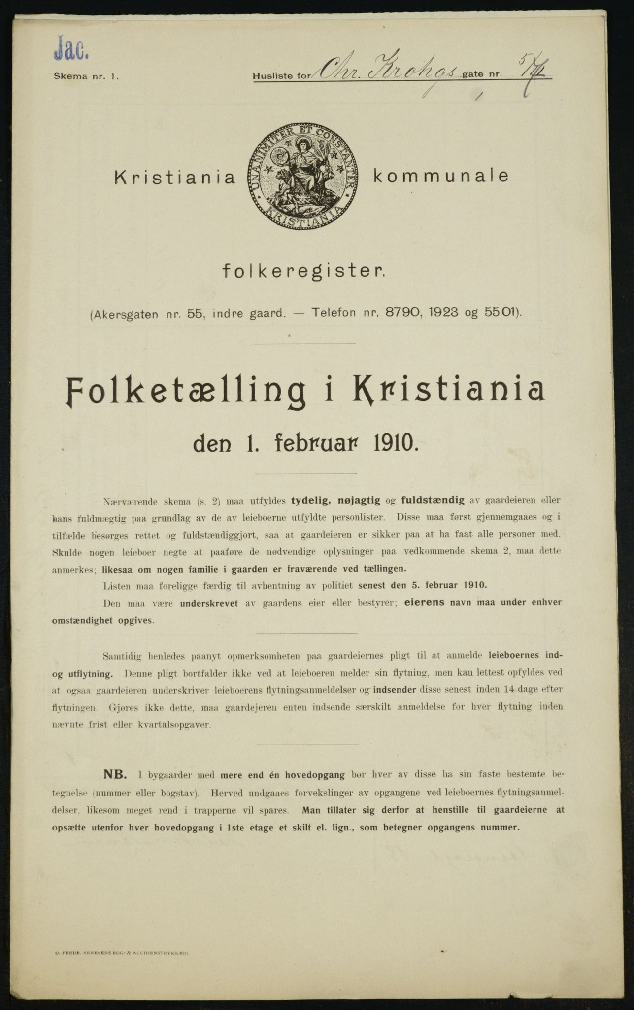 OBA, Municipal Census 1910 for Kristiania, 1910, p. 11240