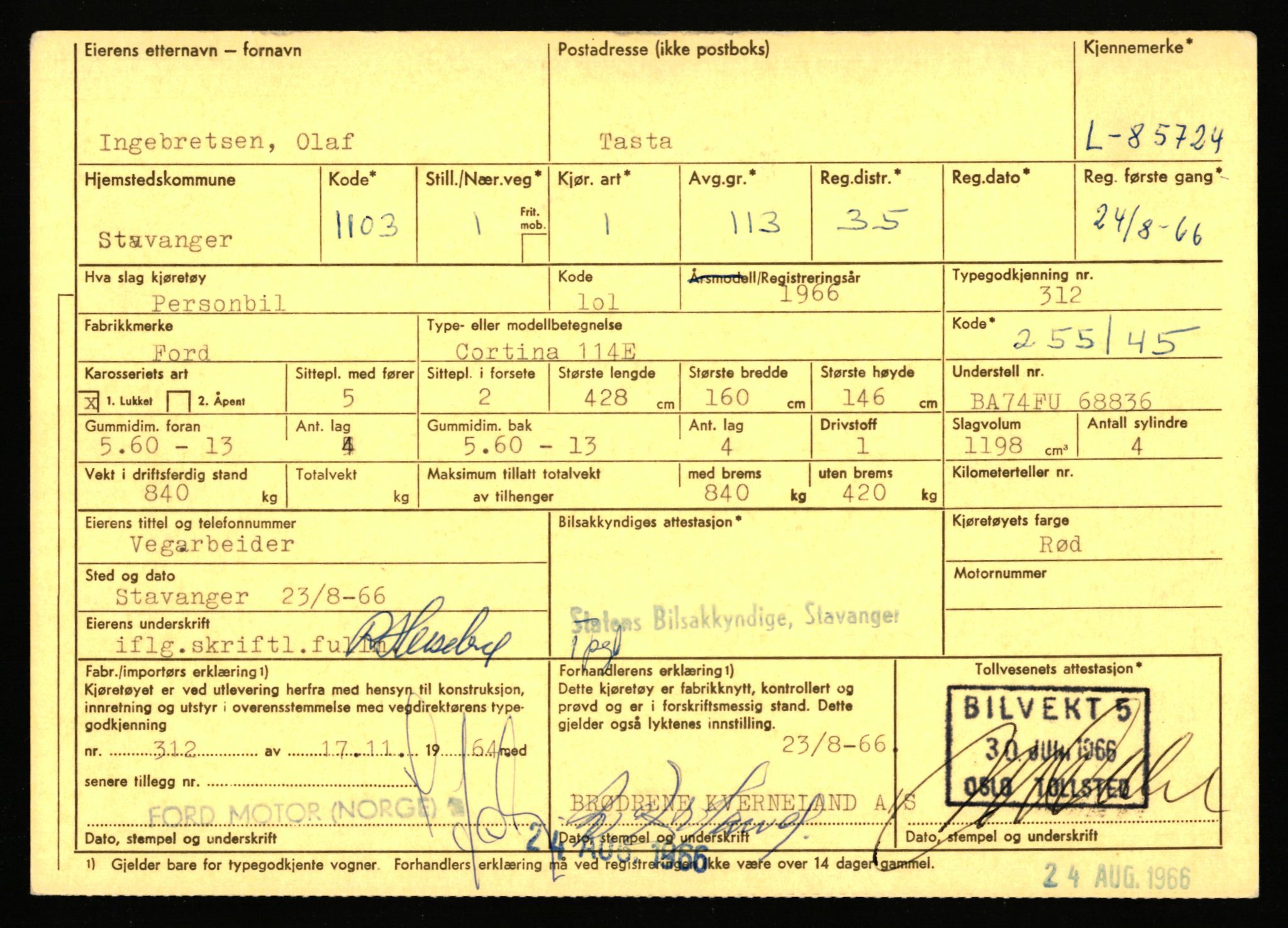 Stavanger trafikkstasjon, AV/SAST-A-101942/0/F/L0073: L-84100 - L-86499, 1930-1971, p. 1687