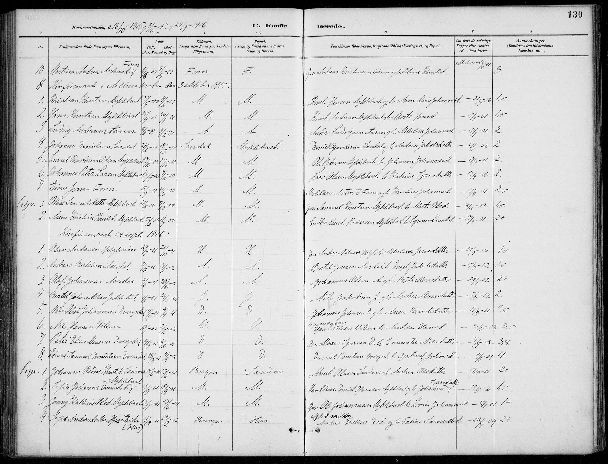 Jølster sokneprestembete, SAB/A-80701/H/Hab/Habb/L0002: Parish register (copy) no. B 2, 1887-1920, p. 130