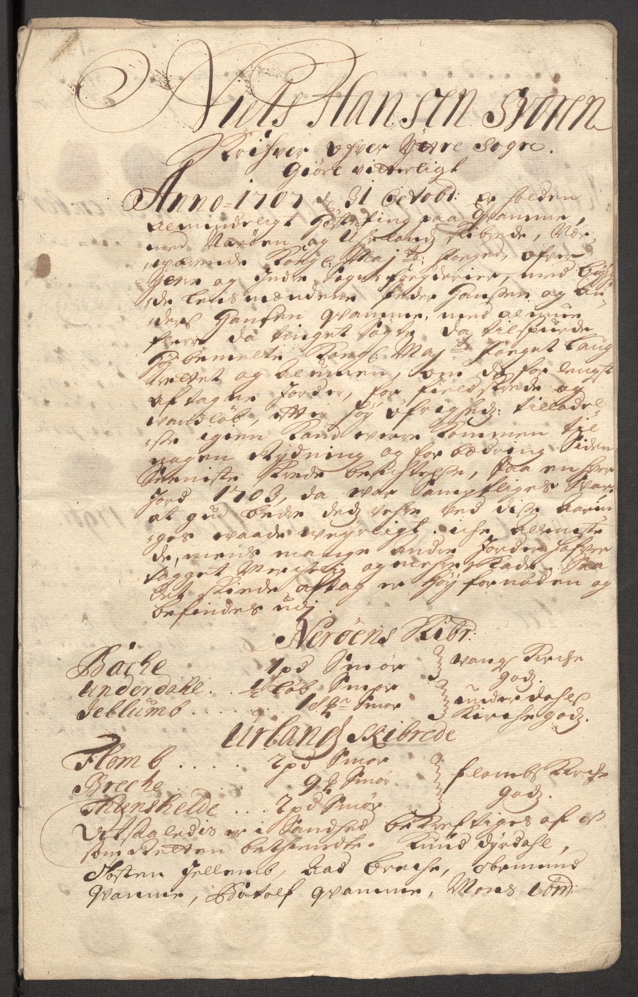 Rentekammeret inntil 1814, Reviderte regnskaper, Fogderegnskap, RA/EA-4092/R52/L3314: Fogderegnskap Sogn, 1705-1707, p. 561