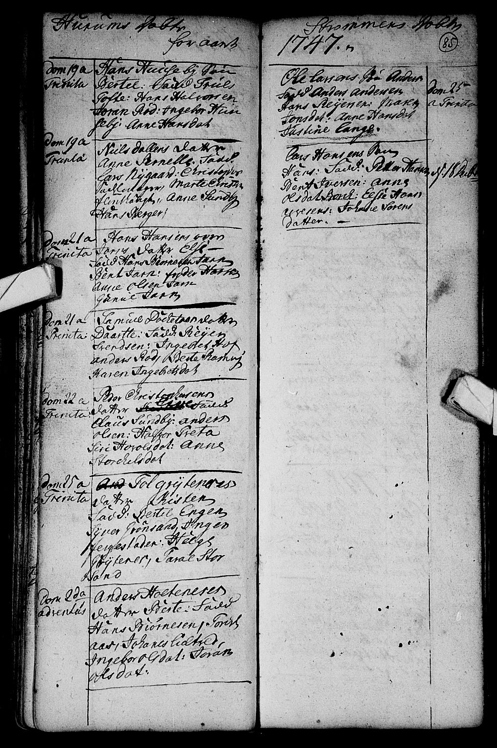 Hurum kirkebøker, SAKO/A-229/F/Fa/L0002: Parish register (official) no. 2, 1733-1757, p. 85