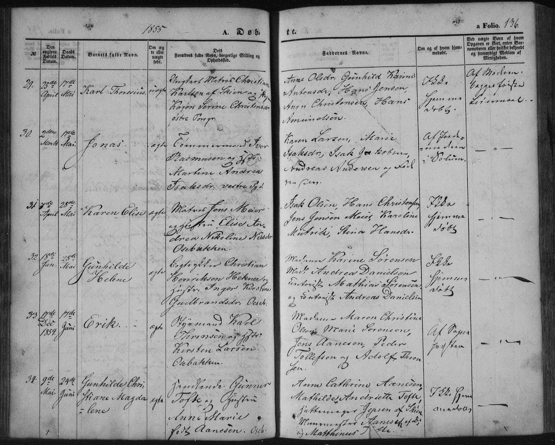 Porsgrunn kirkebøker , SAKO/A-104/F/Fa/L0006: Parish register (official) no. 6, 1841-1857, p. 136