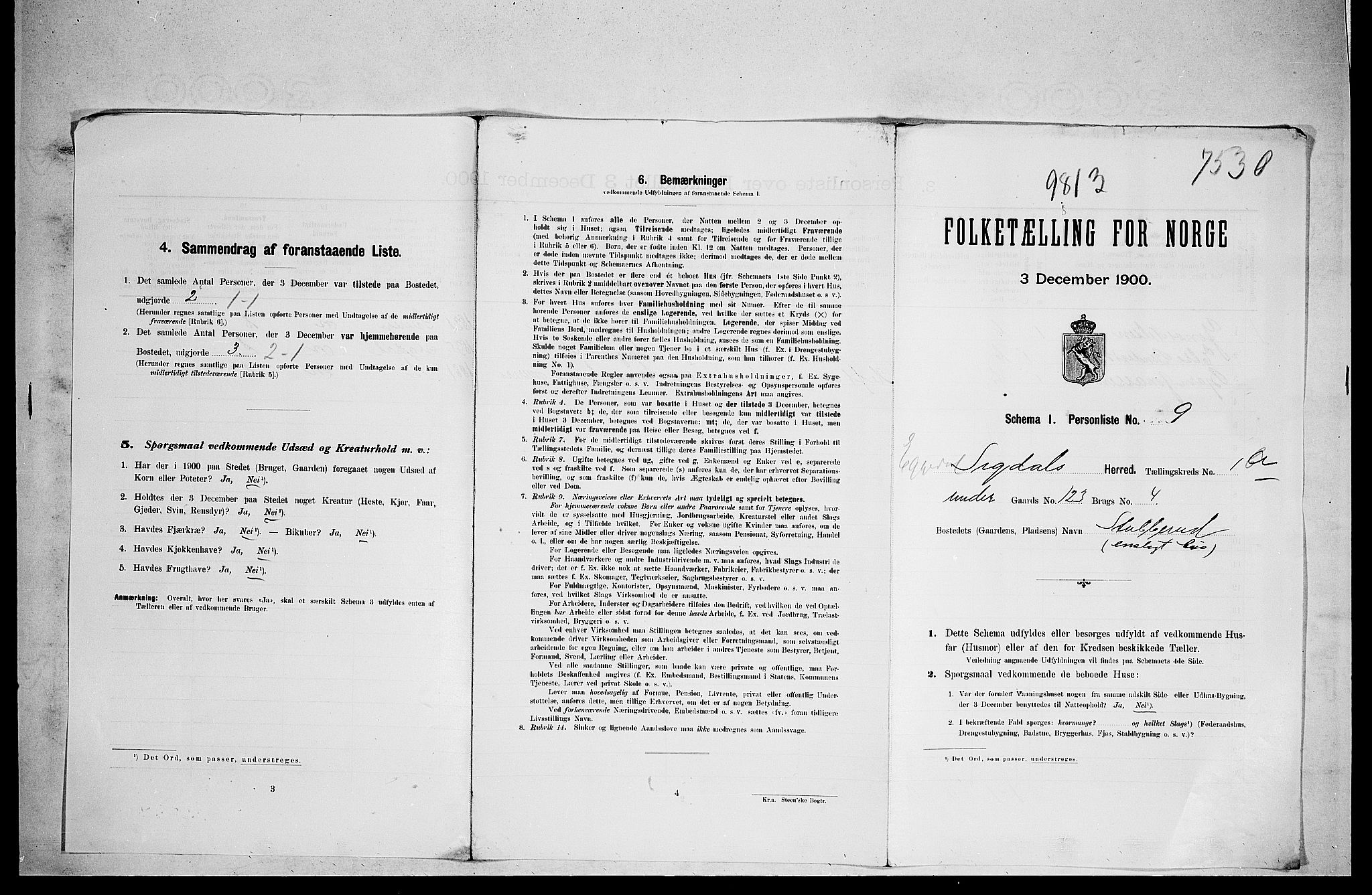 RA, 1900 census for Sigdal, 1900, p. 1816