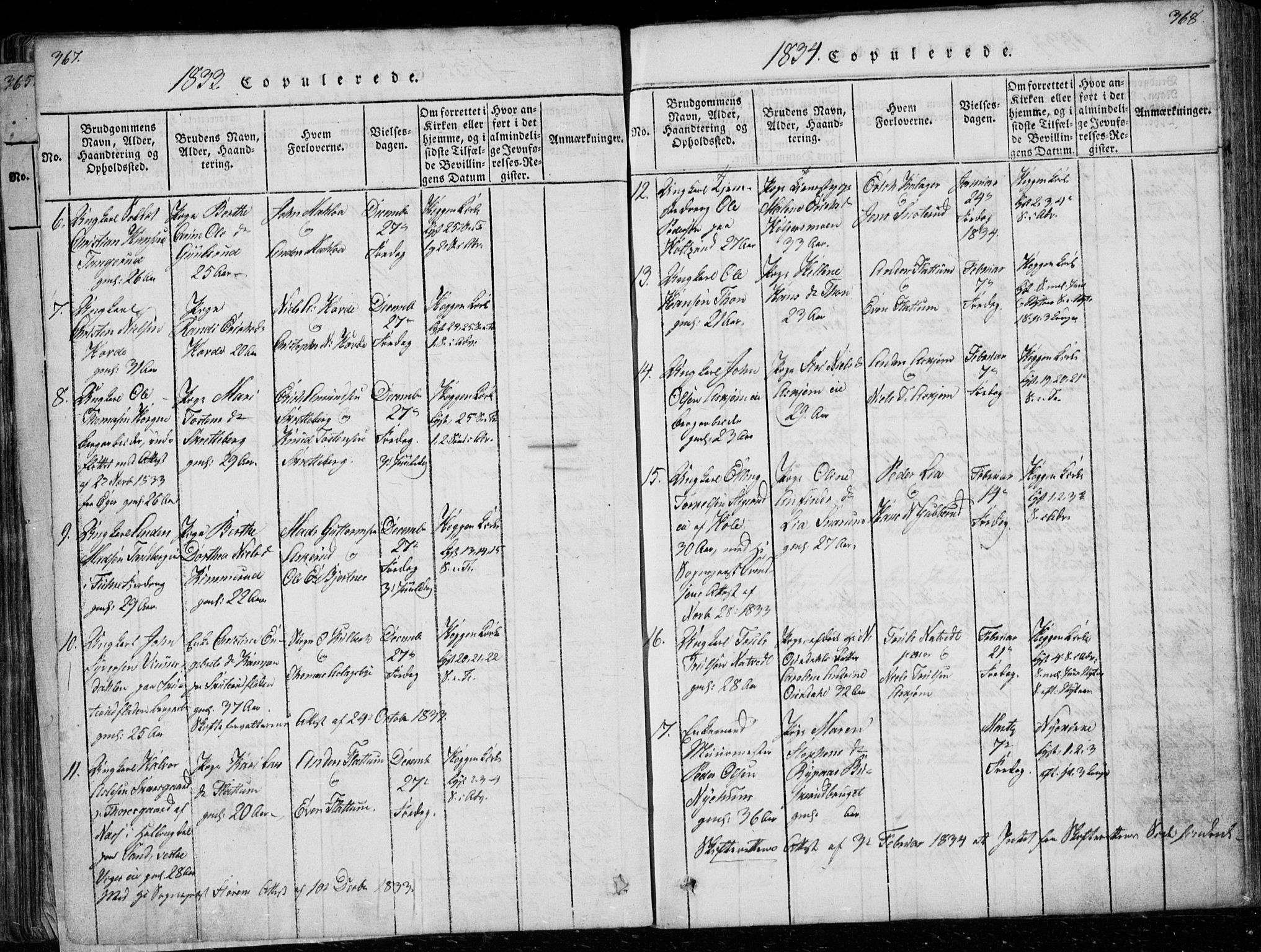 Modum kirkebøker, AV/SAKO-A-234/G/Ga/L0003: Parish register (copy) no. I 3, 1832-1842, p. 367-368