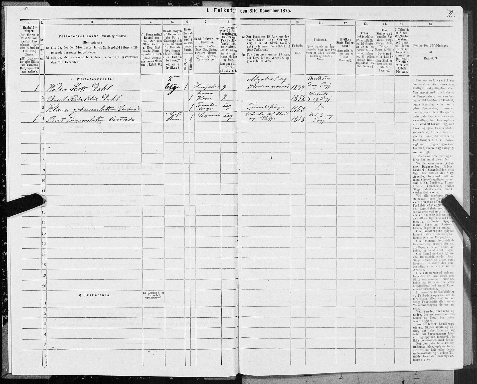 SAT, 1875 census for 1535P Vestnes, 1875, p. 3002