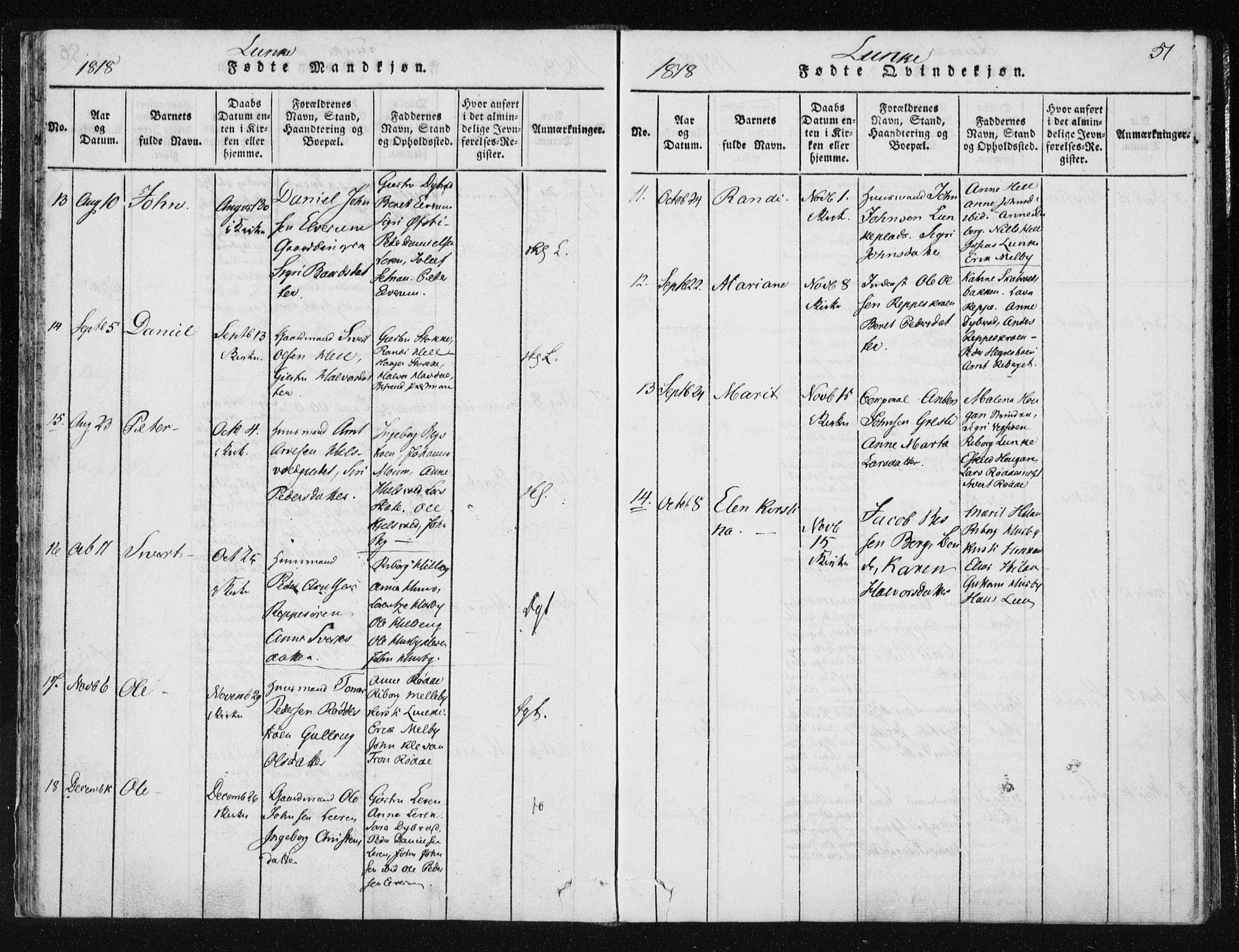 Ministerialprotokoller, klokkerbøker og fødselsregistre - Nord-Trøndelag, AV/SAT-A-1458/709/L0061: Parish register (official) no. 709A08 /3, 1815-1819, p. 51