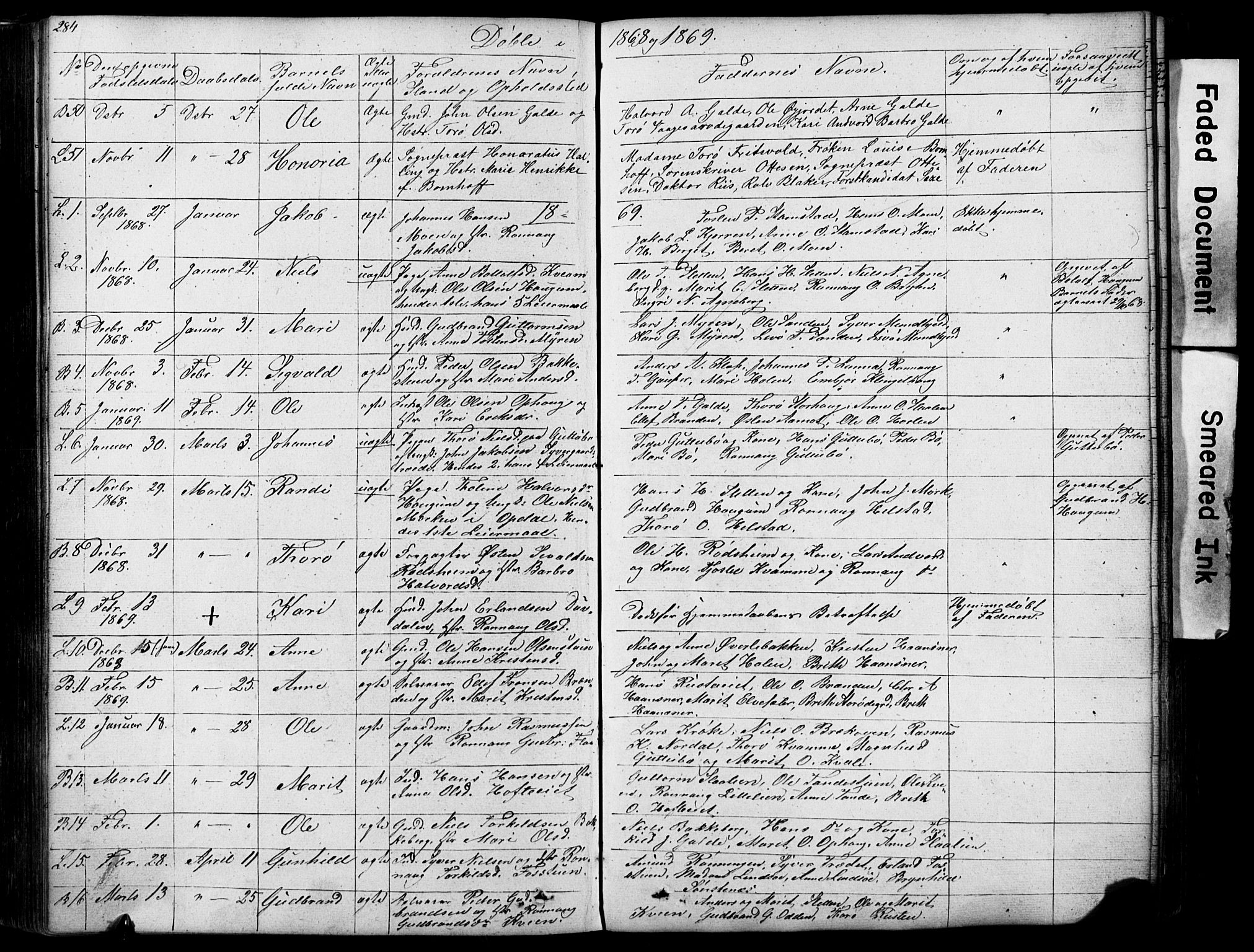 Lom prestekontor, AV/SAH-PREST-070/L/L0012: Parish register (copy) no. 12, 1845-1873, p. 284-285