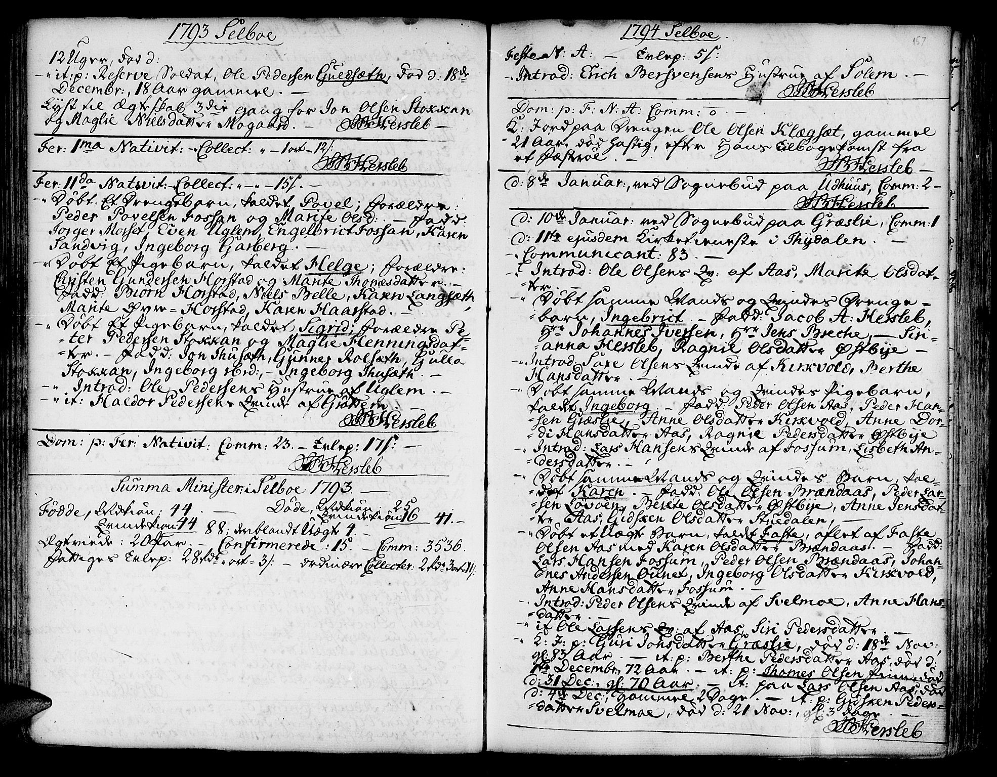 Ministerialprotokoller, klokkerbøker og fødselsregistre - Sør-Trøndelag, SAT/A-1456/695/L1138: Parish register (official) no. 695A02 /1, 1757-1801, p. 157