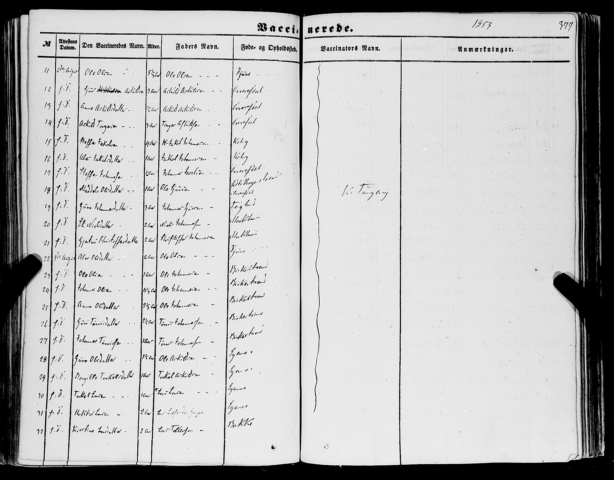 Skånevik sokneprestembete, SAB/A-77801/H/Haa: Parish register (official) no. A 5II, 1848-1869, p. 377