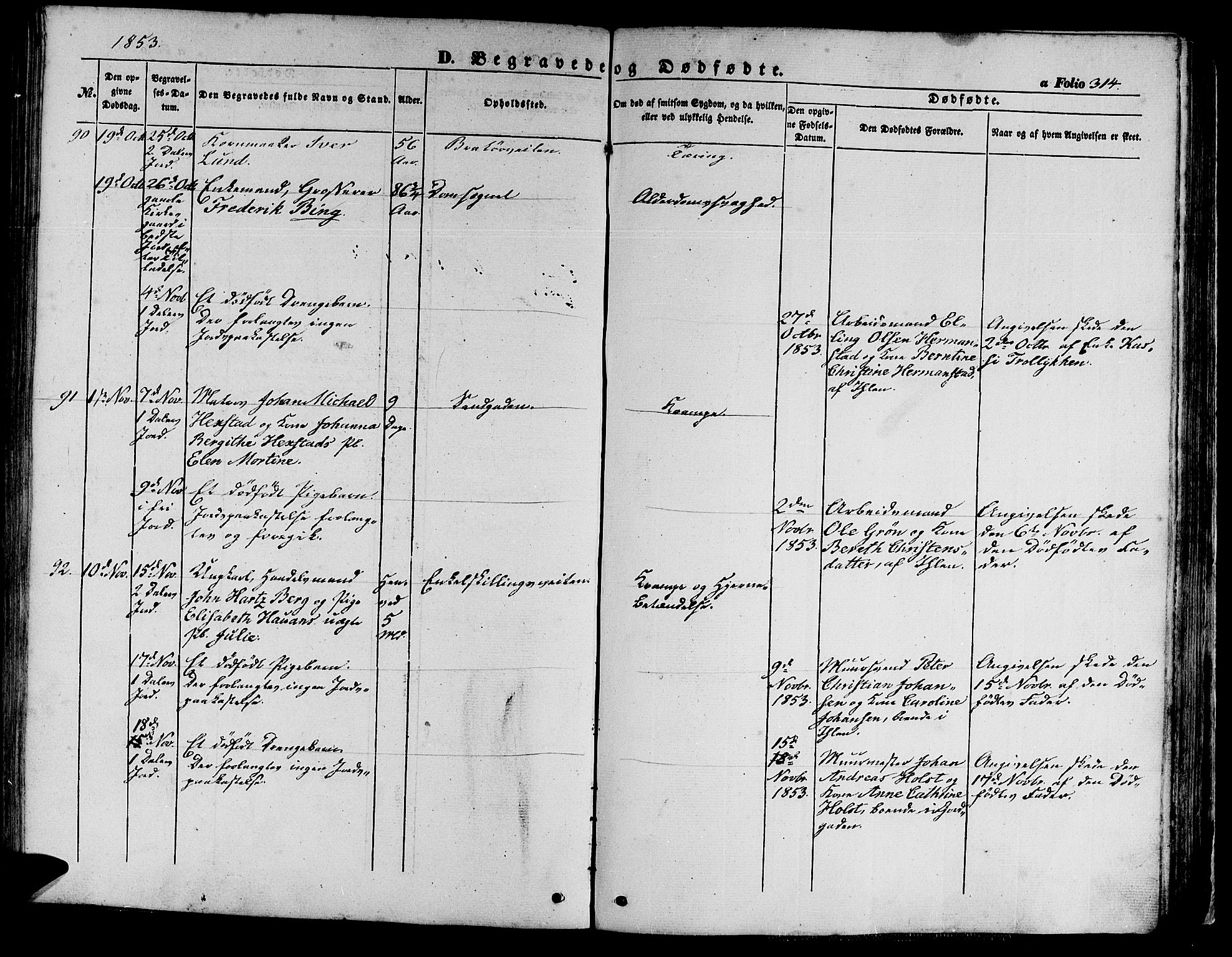 Ministerialprotokoller, klokkerbøker og fødselsregistre - Sør-Trøndelag, AV/SAT-A-1456/602/L0137: Parish register (copy) no. 602C05, 1846-1856, p. 314