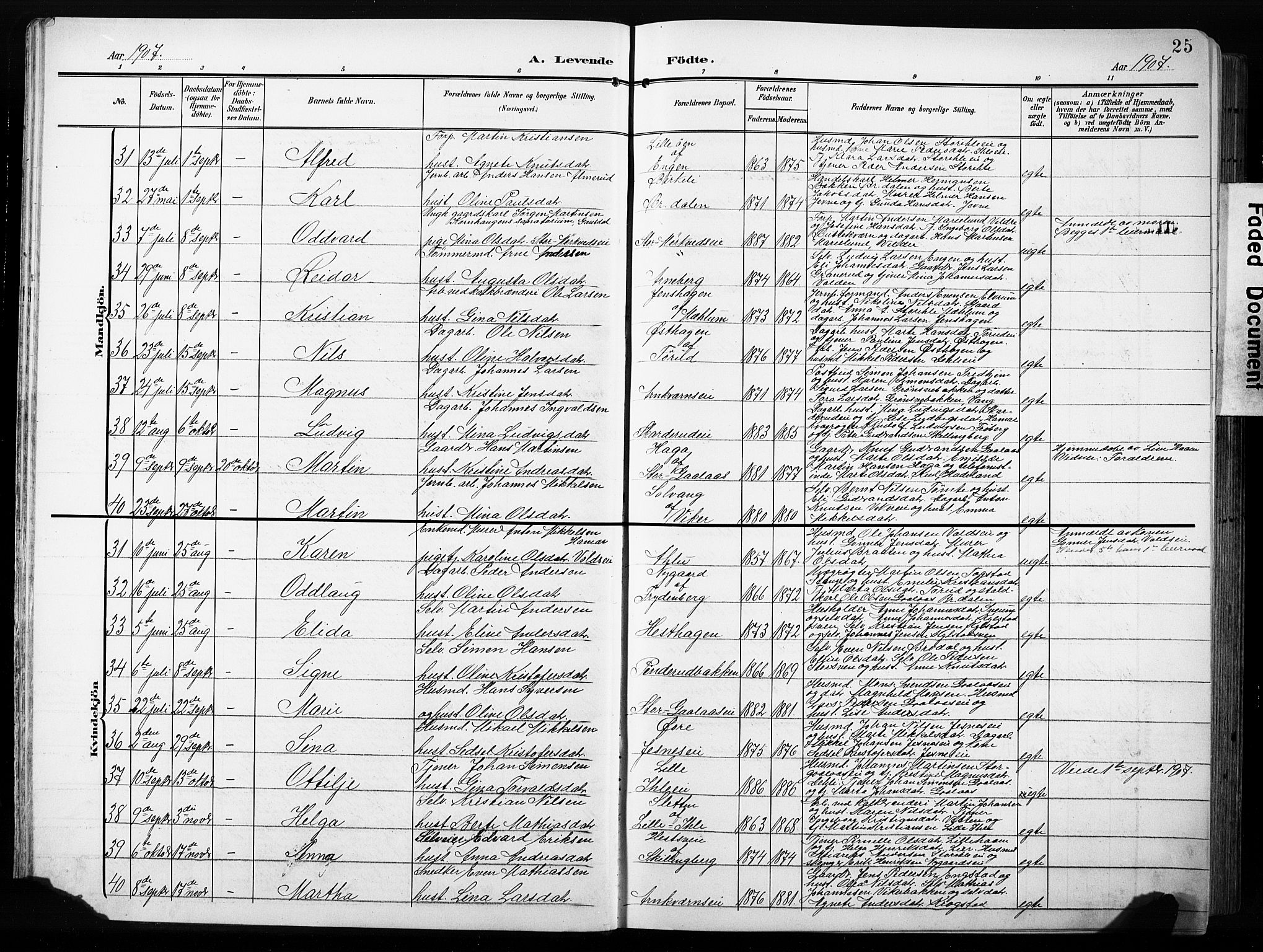 Furnes prestekontor, AV/SAH-PREST-012/L/La/L0001: Parish register (copy) no. 1, 1904-1933, p. 25