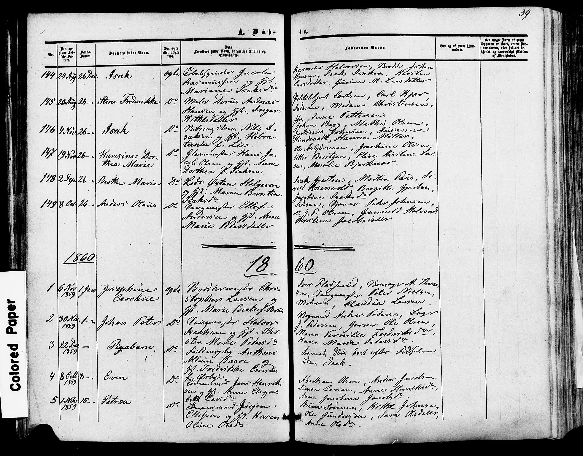 Skien kirkebøker, AV/SAKO-A-302/F/Fa/L0007: Parish register (official) no. 7, 1856-1865, p. 39