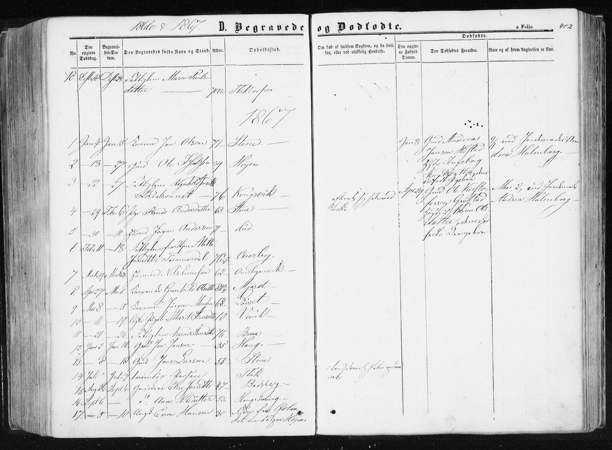Ministerialprotokoller, klokkerbøker og fødselsregistre - Sør-Trøndelag, SAT/A-1456/612/L0377: Parish register (official) no. 612A09, 1859-1877, p. 402