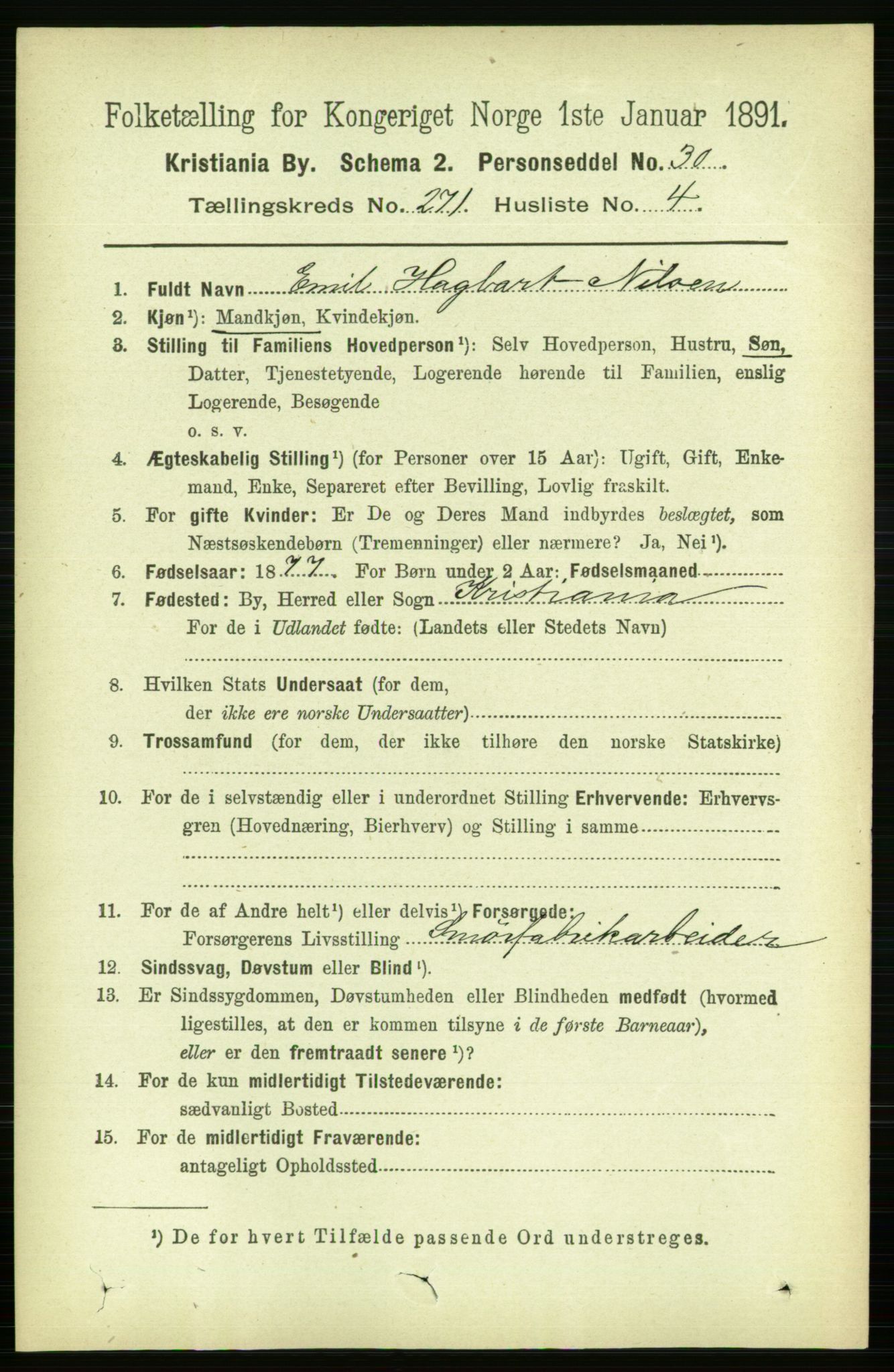 RA, 1891 census for 0301 Kristiania, 1891, p. 164708