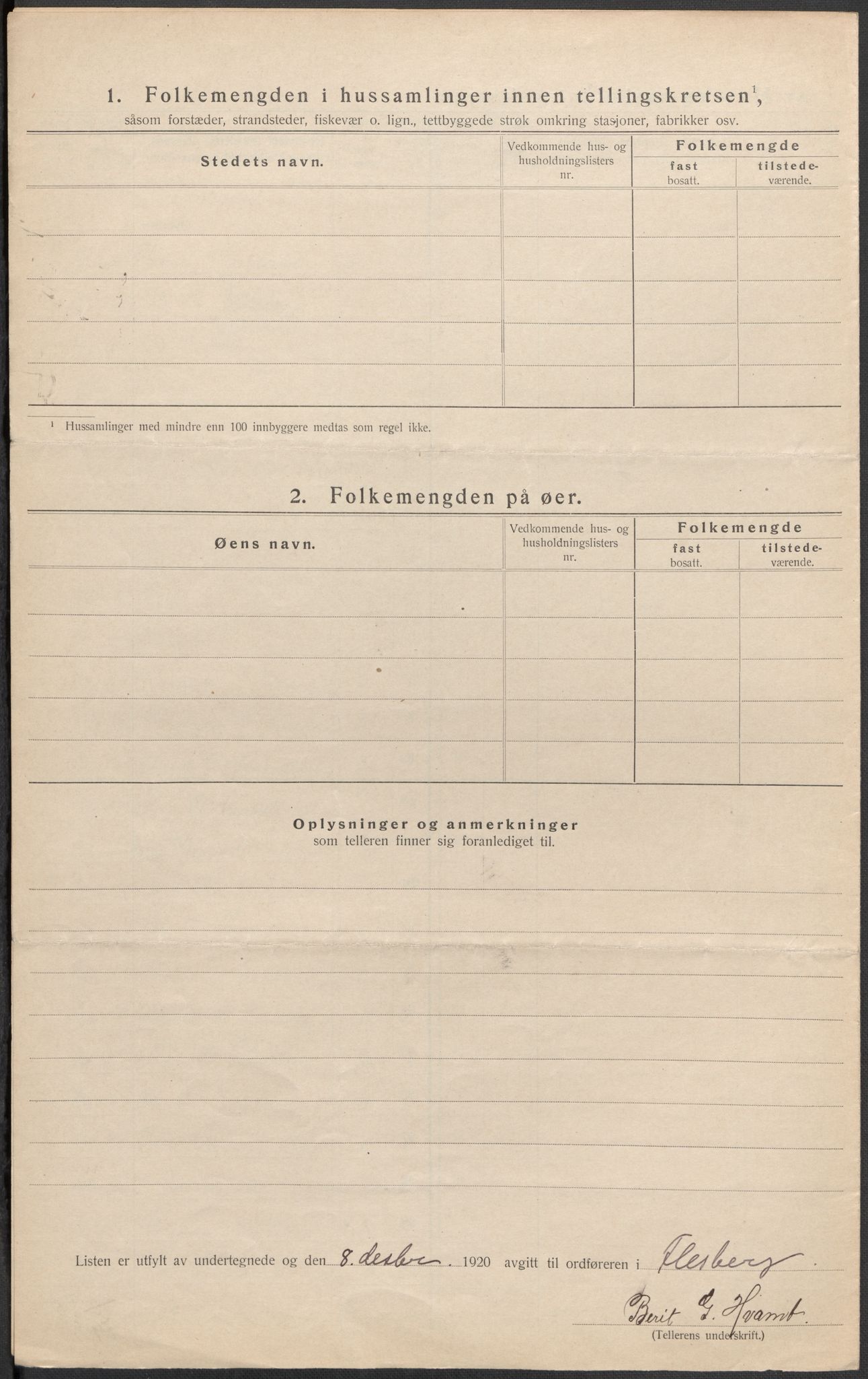SAKO, 1920 census for Flesberg, 1920, p. 50