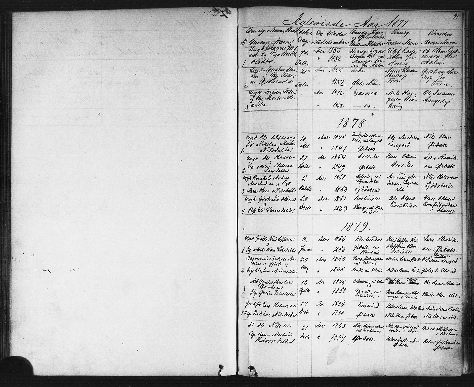 Eidsvoll prestekontor Kirkebøker, SAO/A-10888/G/Gb/L0002: Parish register (copy) no. II 2, 1877-1897, p. 91