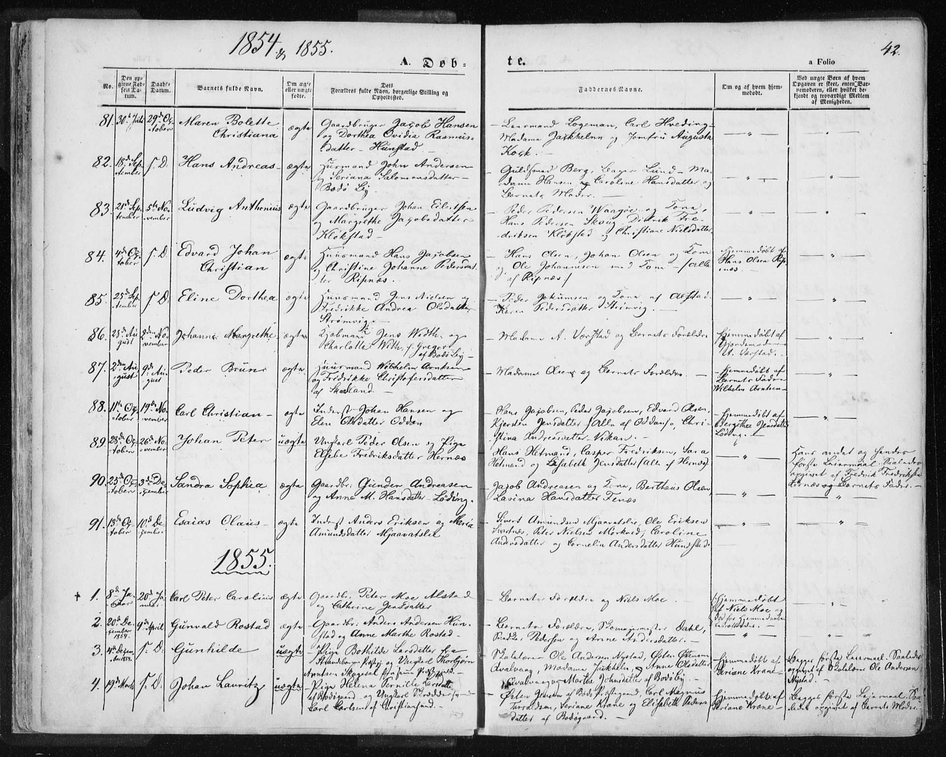 Ministerialprotokoller, klokkerbøker og fødselsregistre - Nordland, SAT/A-1459/801/L0007: Parish register (official) no. 801A07, 1845-1863, p. 42