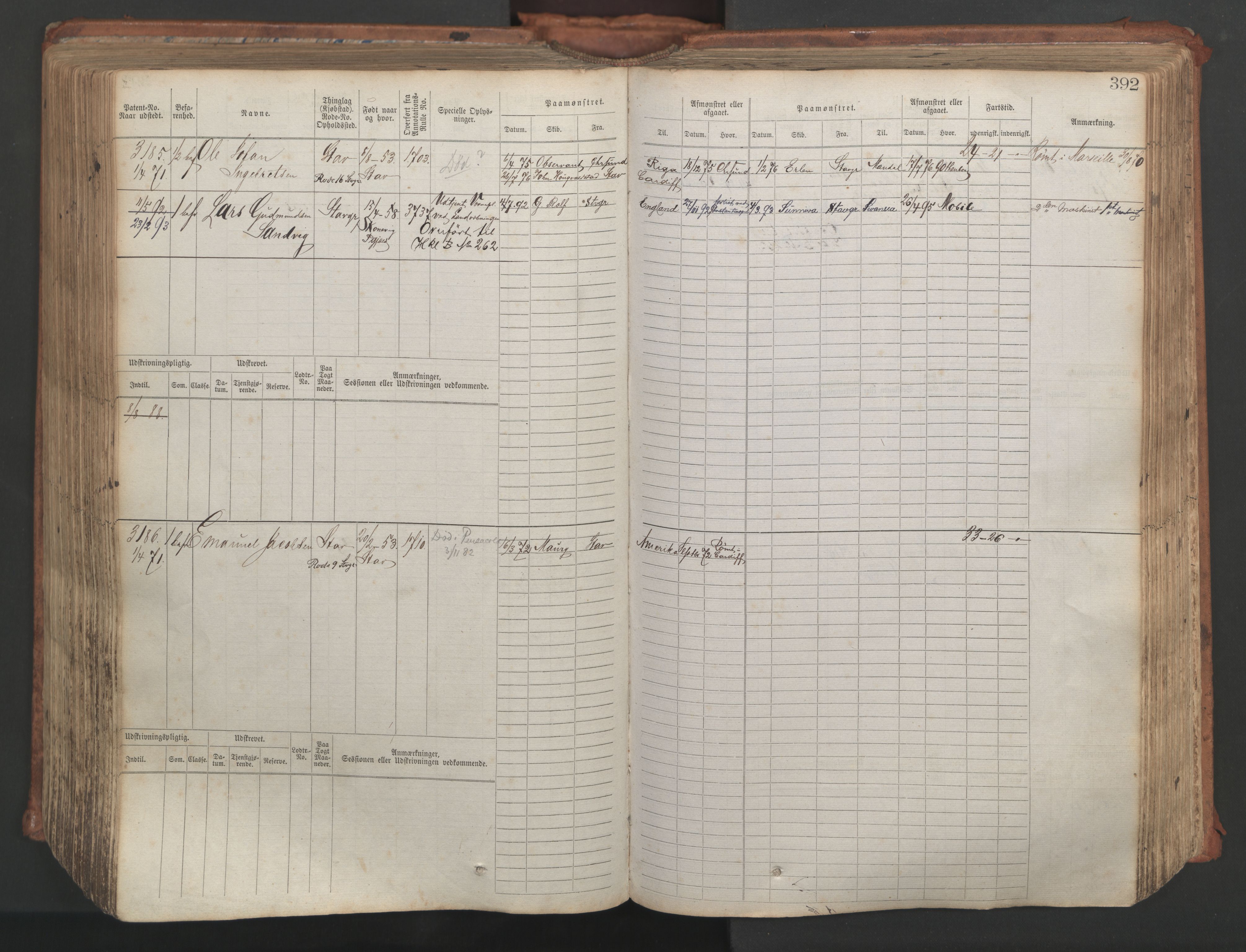 Stavanger sjømannskontor, AV/SAST-A-102006/F/Fb/Fbb/L0007: Sjøfartshovedrulle, patentnr. 2403-3604, 1869-1880, p. 439