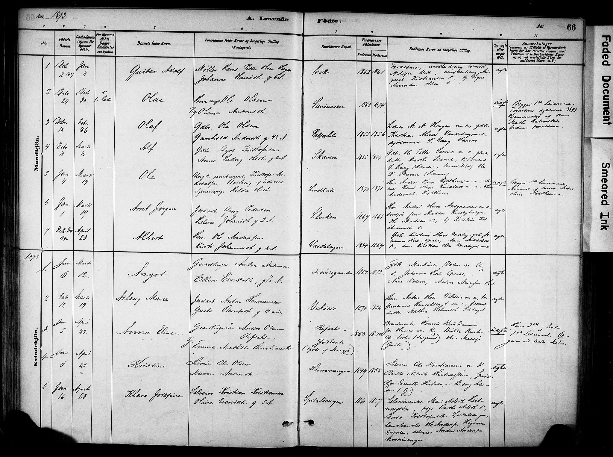 Stange prestekontor, SAH/PREST-002/K/L0018: Parish register (official) no. 18, 1880-1896, p. 66
