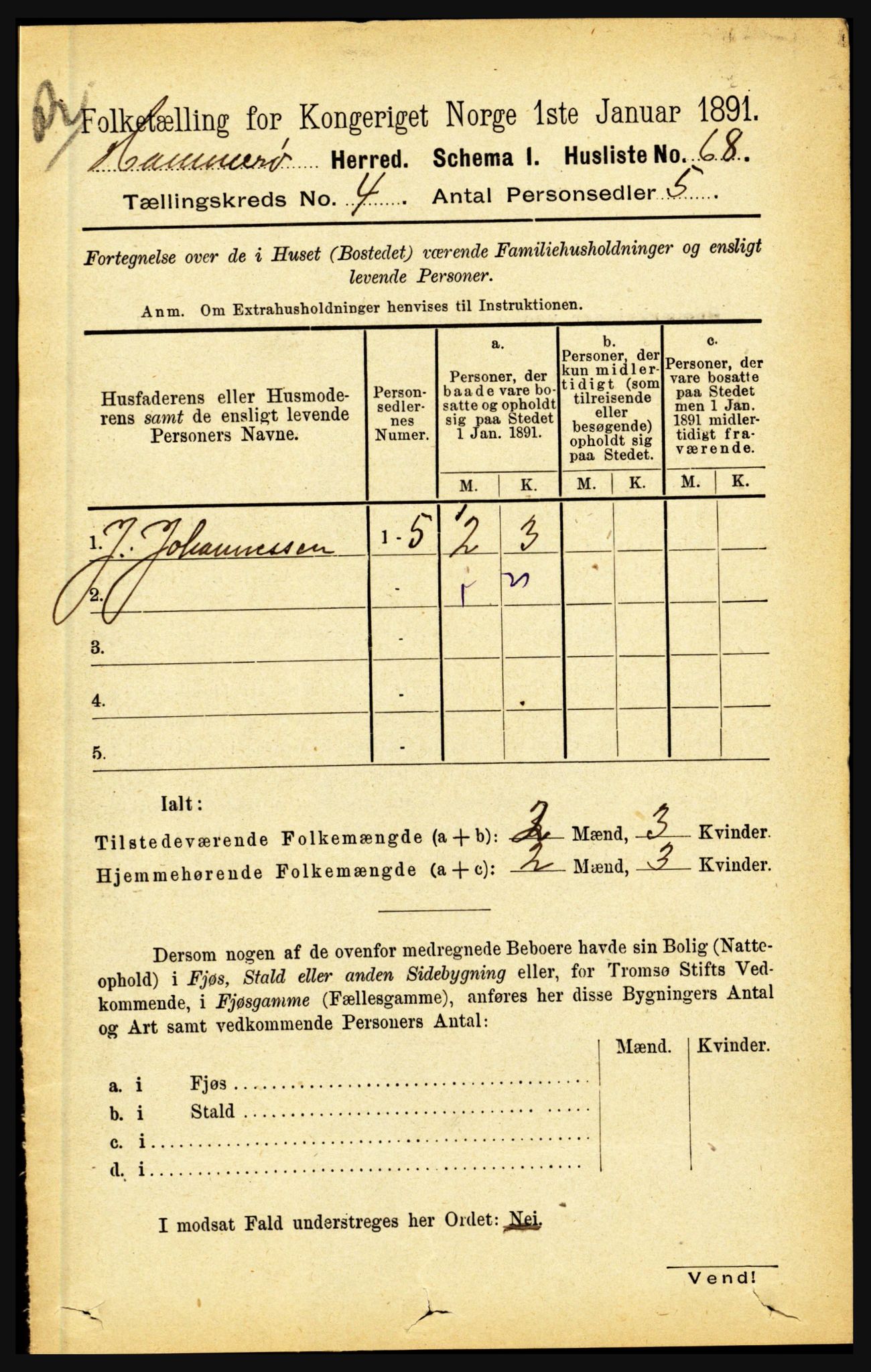 RA, 1891 census for 1849 Hamarøy, 1891, p. 1946