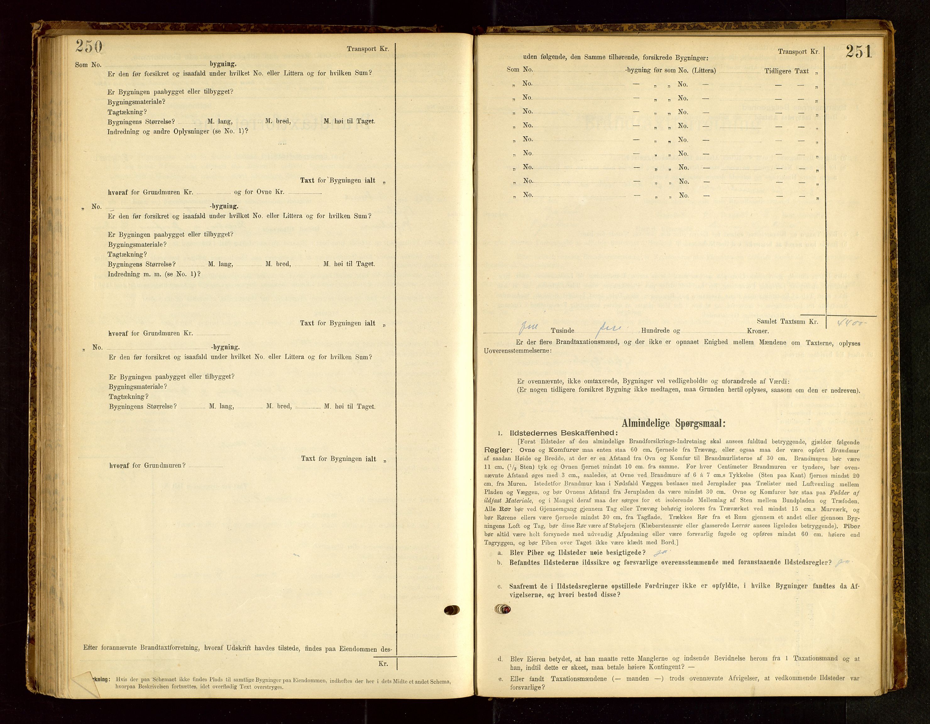 Bjerkreim lensmannskontor, AV/SAST-A-100090/Gob/L0001: "Brandtaxationsprotokol", 1895-1950, p. 250-251