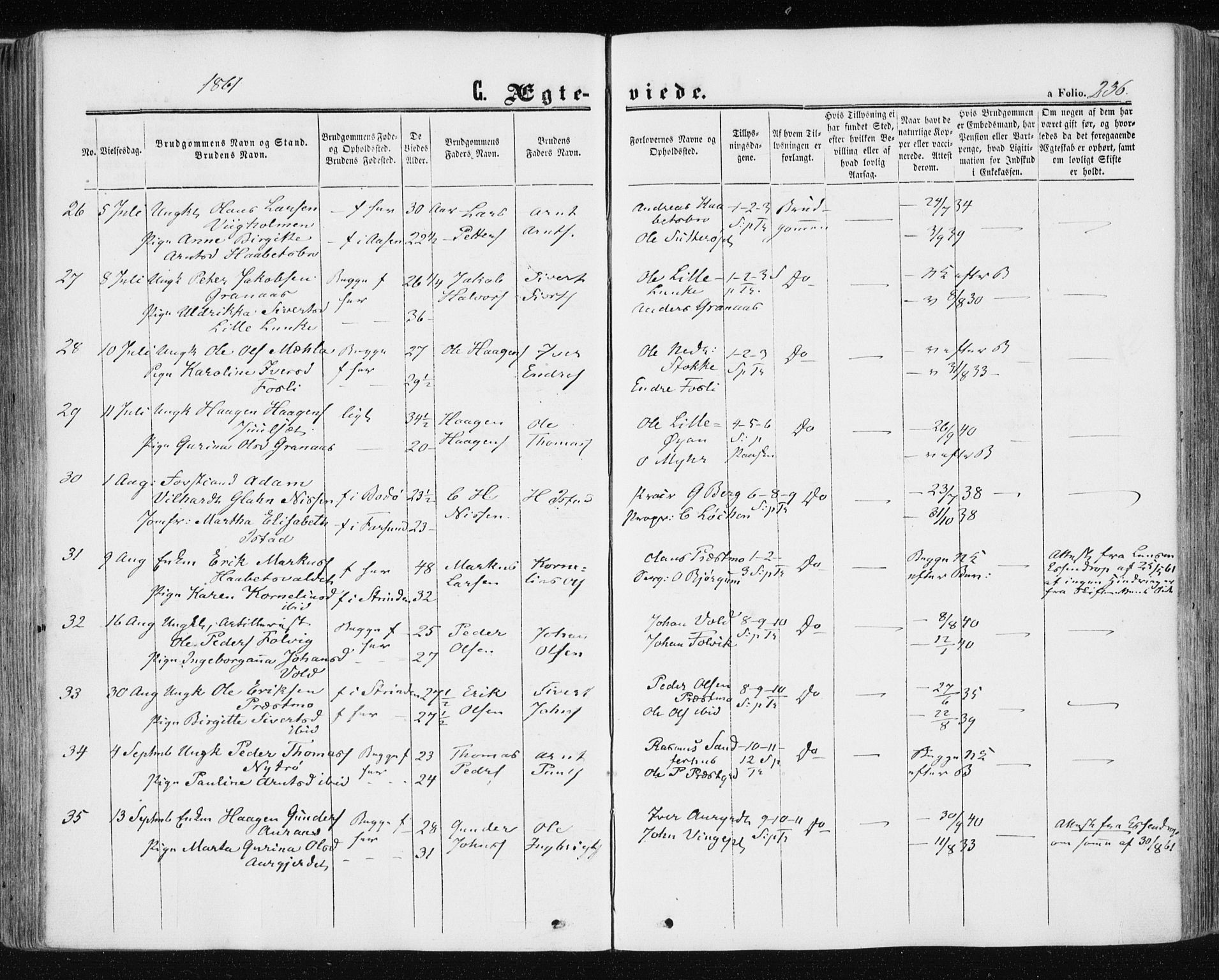 Ministerialprotokoller, klokkerbøker og fødselsregistre - Nord-Trøndelag, AV/SAT-A-1458/709/L0075: Parish register (official) no. 709A15, 1859-1870, p. 236