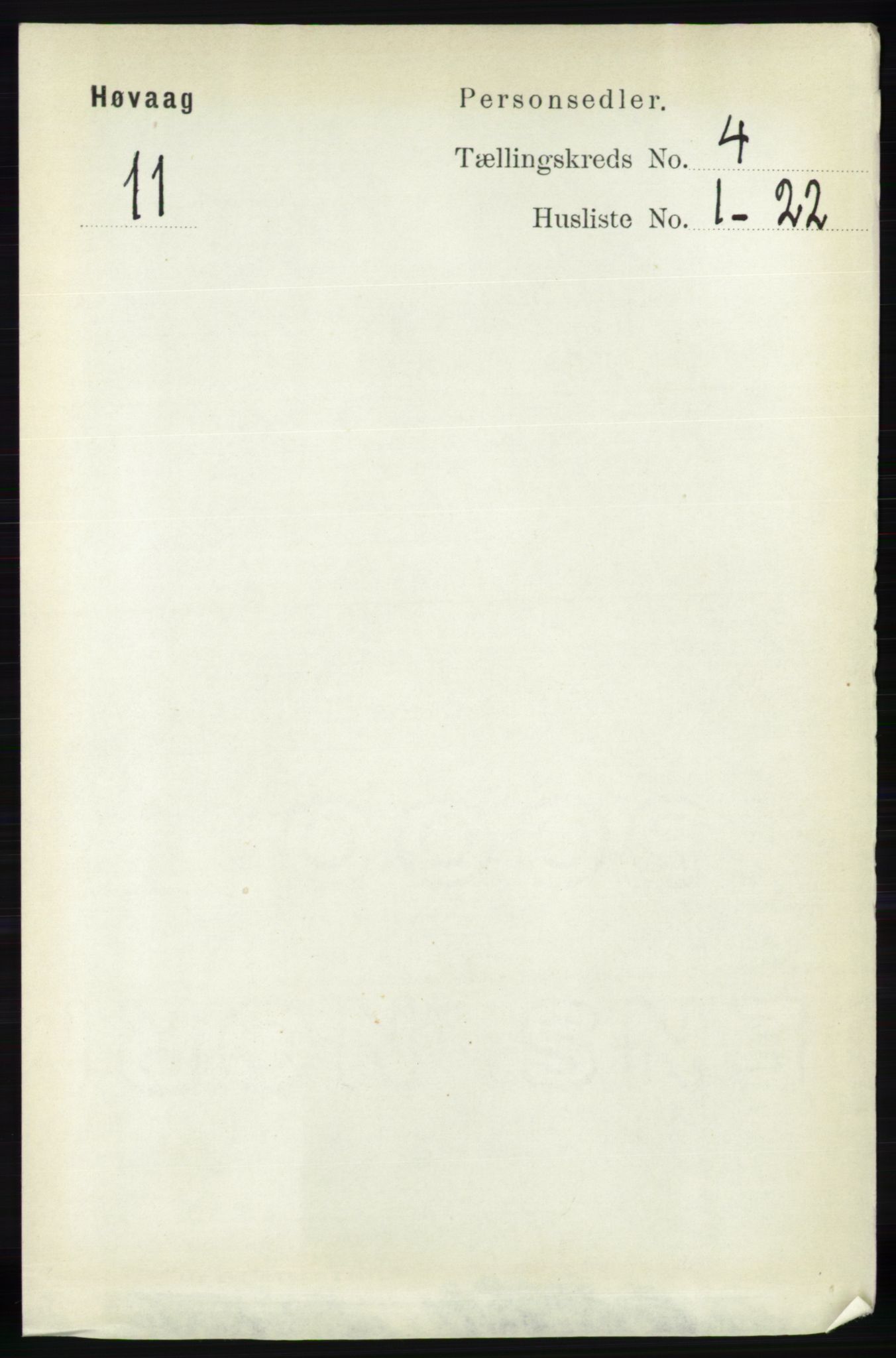 RA, 1891 census for 0927 Høvåg, 1891, p. 1508