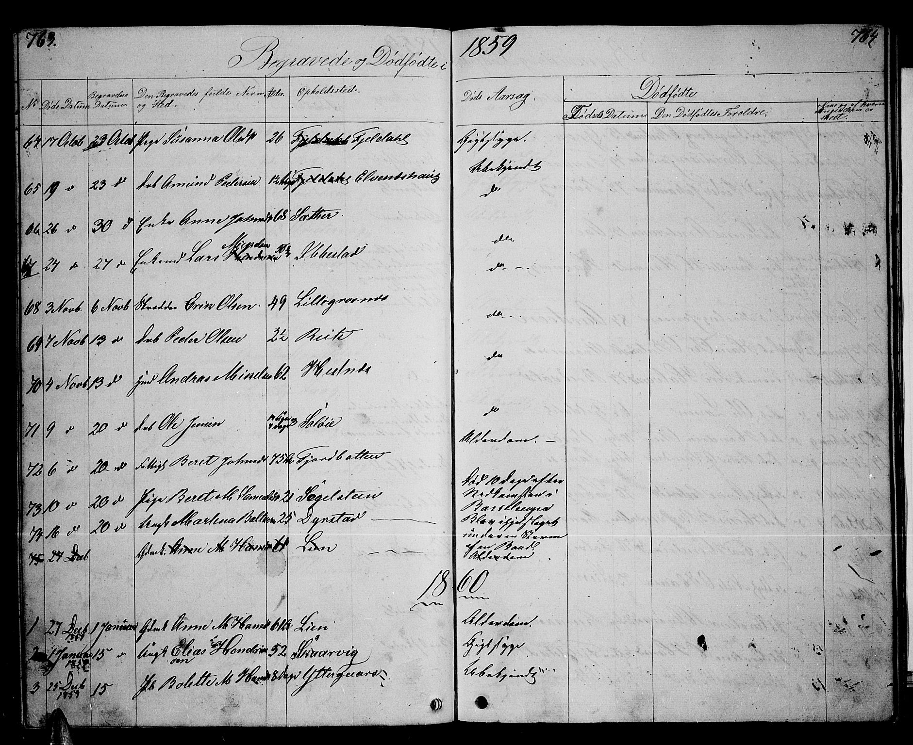 Ibestad sokneprestembete, SATØ/S-0077/H/Ha/Hab/L0004klokker: Parish register (copy) no. 4, 1852-1860, p. 763-764
