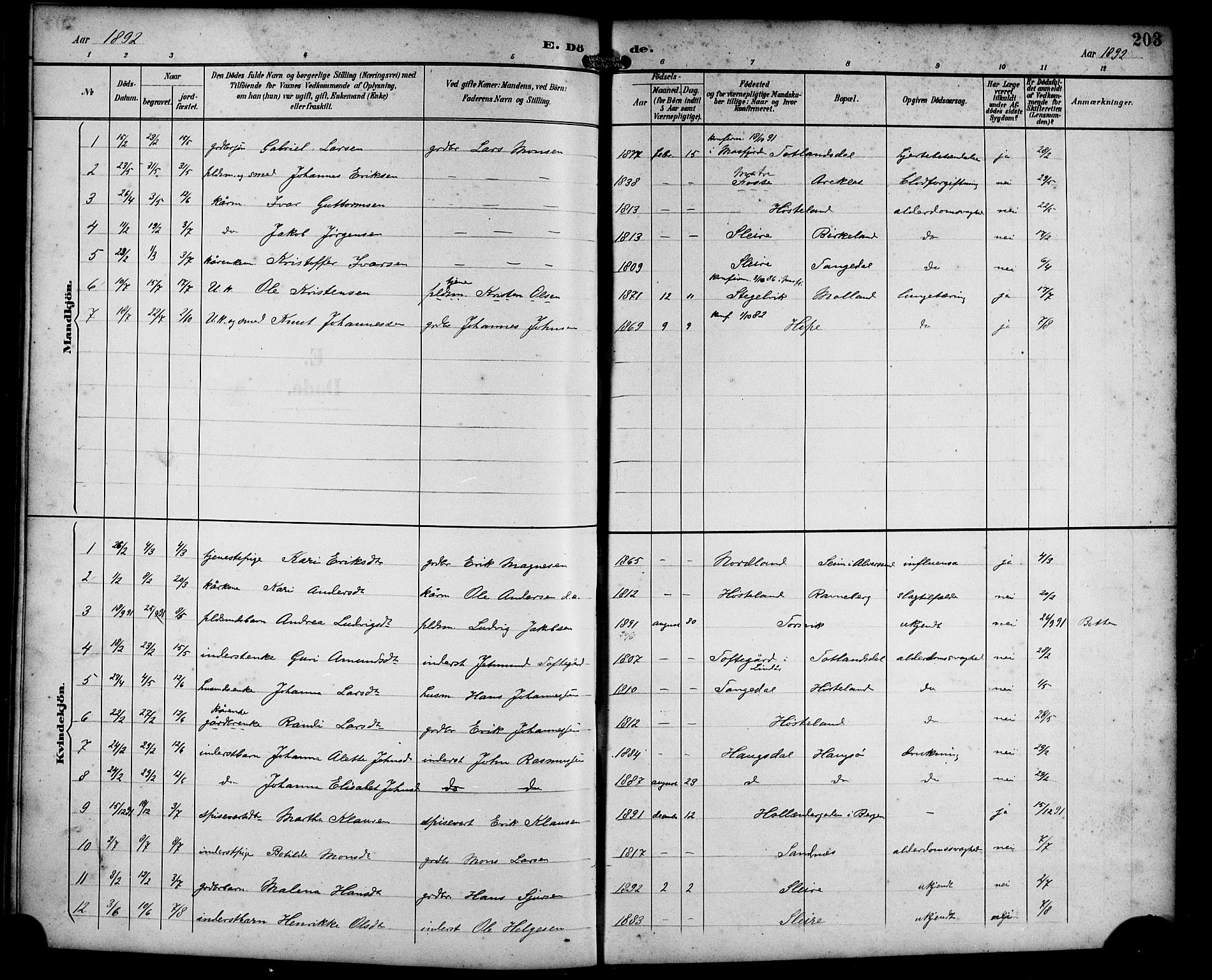 Masfjorden Sokneprestembete, SAB/A-77001: Parish register (copy) no. B 1, 1892-1913, p. 203