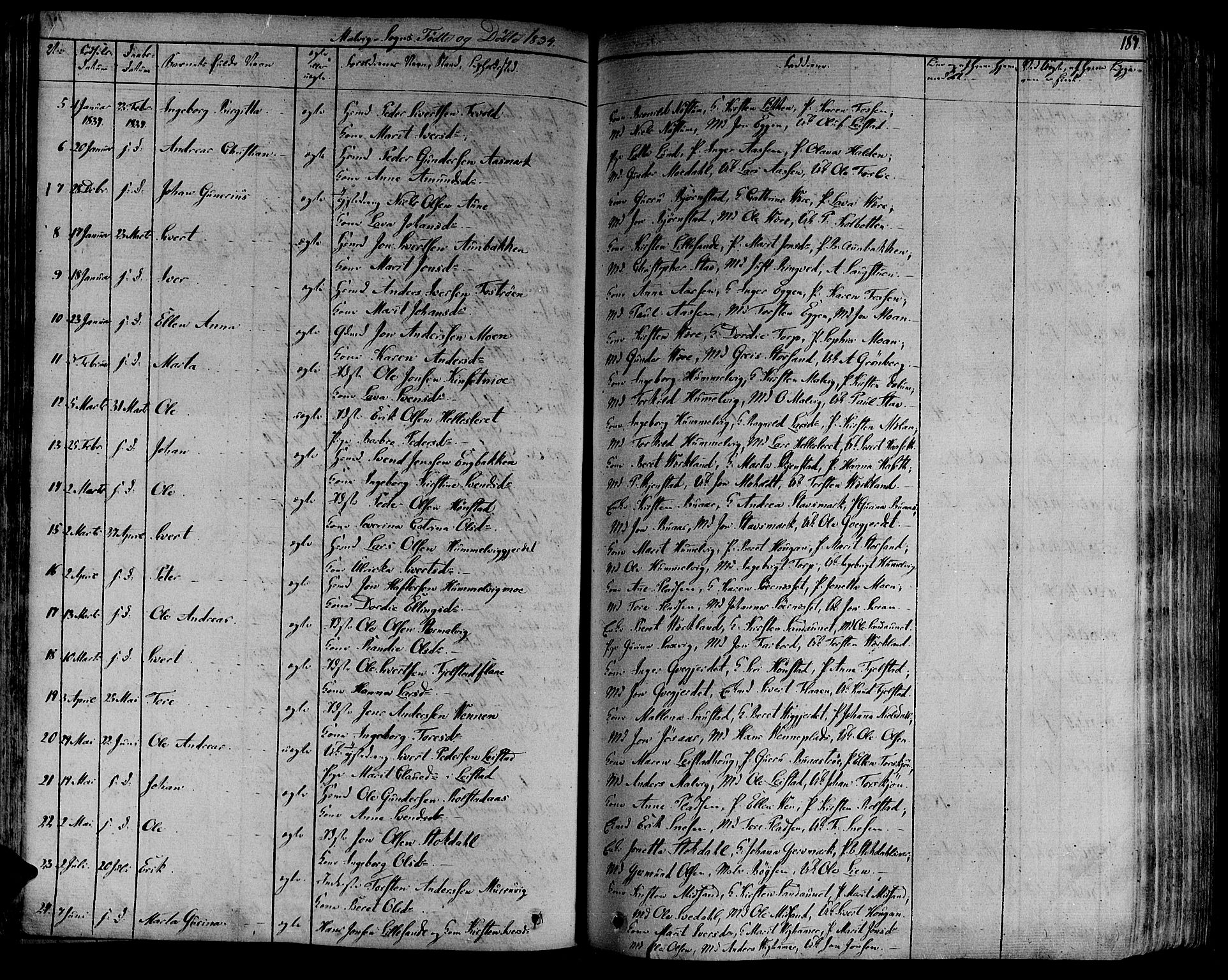 Ministerialprotokoller, klokkerbøker og fødselsregistre - Sør-Trøndelag, SAT/A-1456/606/L0288: Parish register (official) no. 606A04 /3, 1826-1840, p. 187
